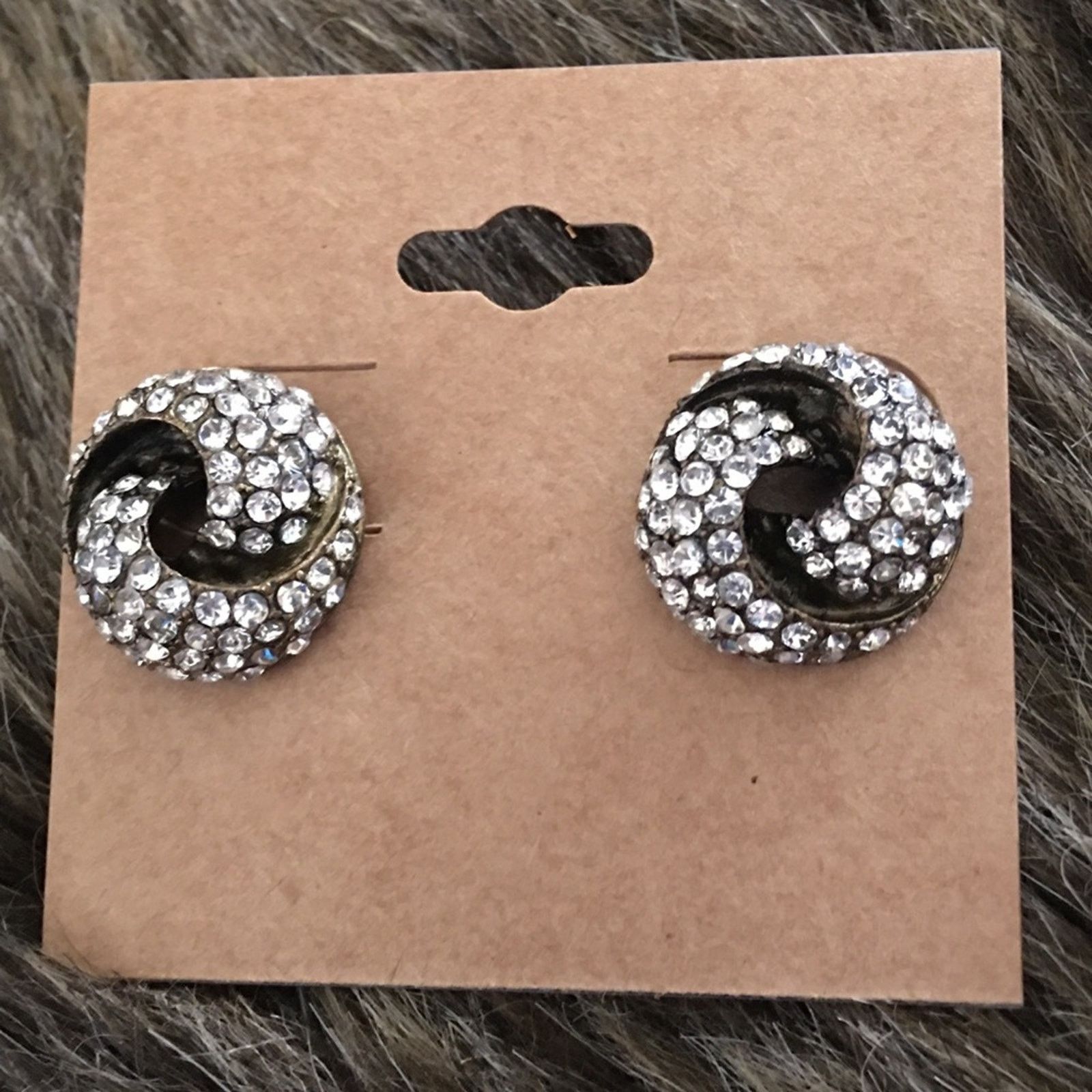 Vintage Vintage rhinestone swirl pierced earrings Size ONE SIZE - 2 Thumbnail