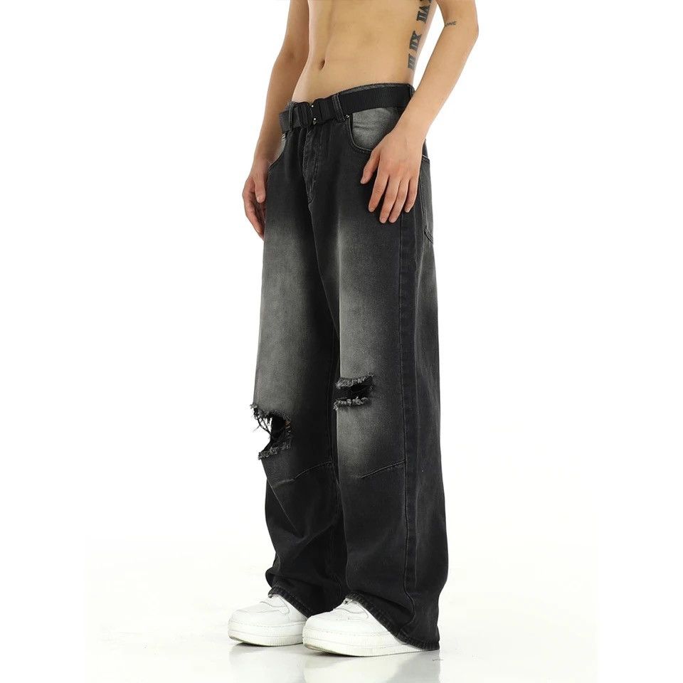 Japanese Brand × Vintage Black Ripped Jeans Men Street Fashion Casual Size US 35 - 6 Thumbnail