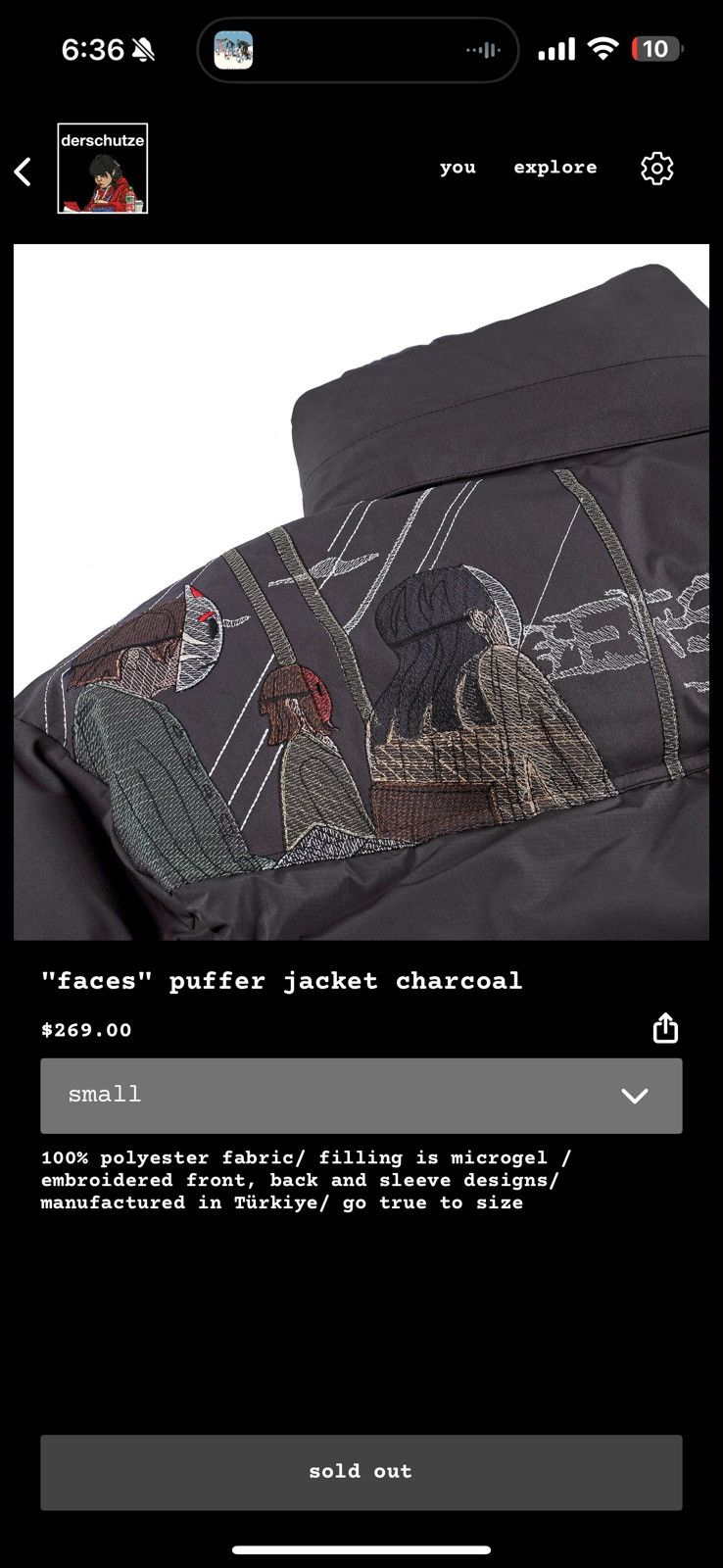 Derschutze "faces" puffer jacket charcoal Size US M / EU 48-50 / 2 - 6 Thumbnail
