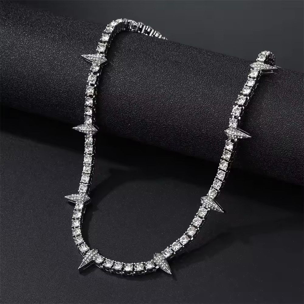 Jewelry 4MM Tennis Chain Rhinestone Spike Necklaces Size ONE SIZE - 3 Thumbnail