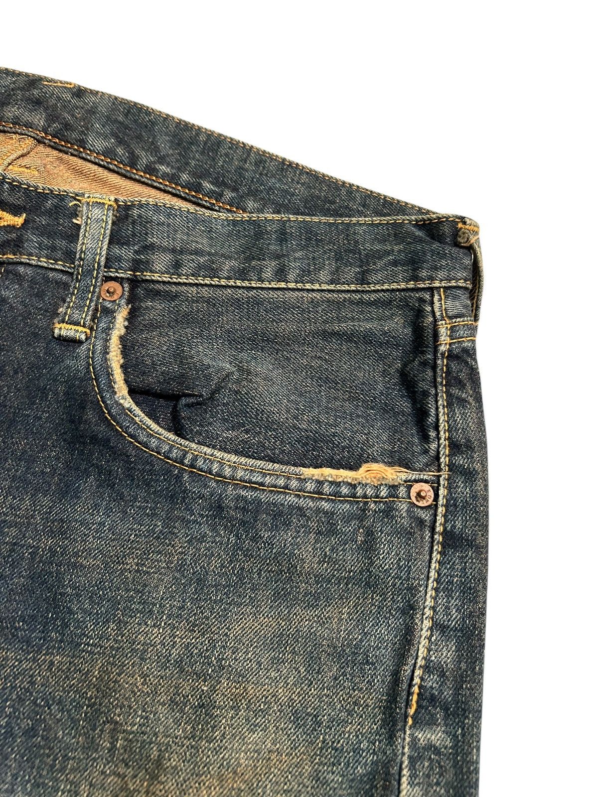 Japanese Brand × Kapital × Vintage Edwin Selvedge Rusty Distressed Short Denim jeans Size US 33 - 4 Thumbnail
