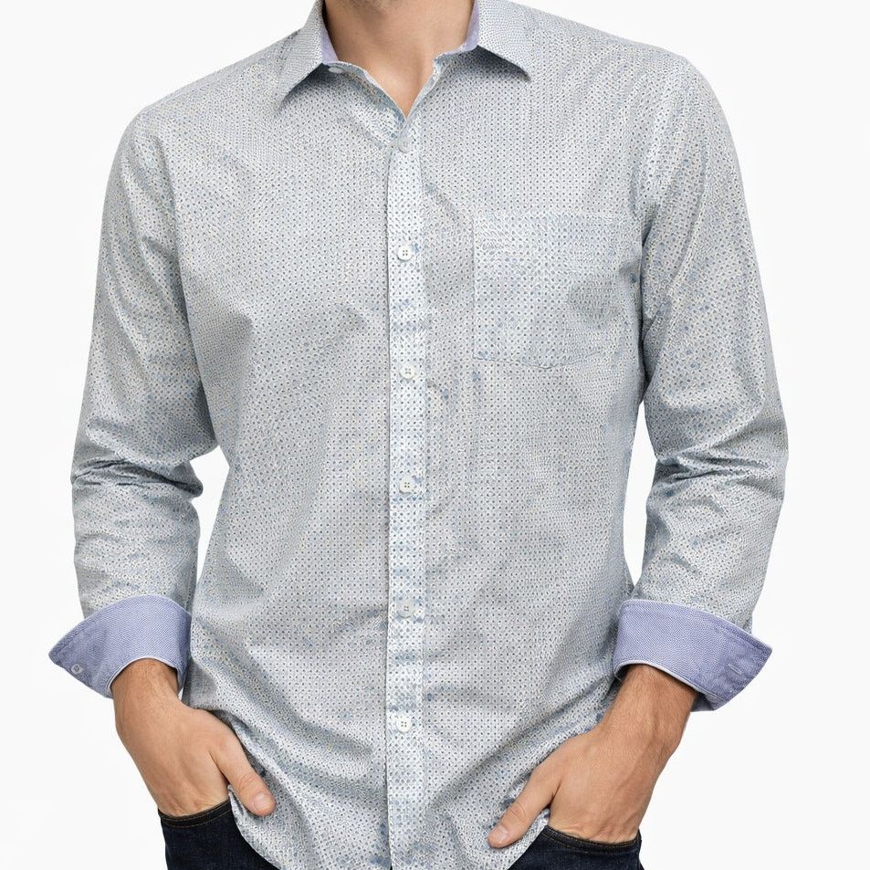 Johnston & Murphy Johnston & Murphy Dress Shirt Geo Print Contrast Flip Cuff L Size US L / EU 52-54 / 3 - 1 Thumbnail