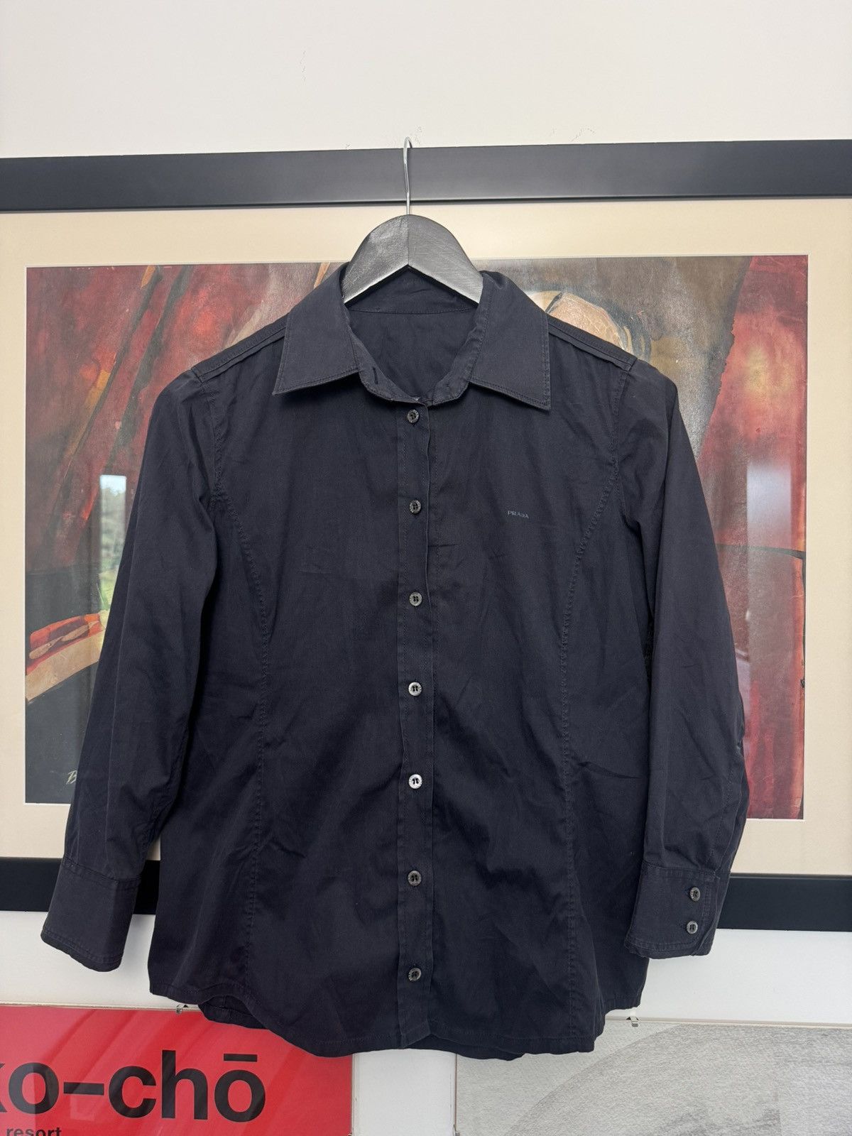 Prada Prada Button Up Designer Luxury Women Mini Logo Shirt Rare Size S / US 4 / IT 40 - 1 Thumbnail