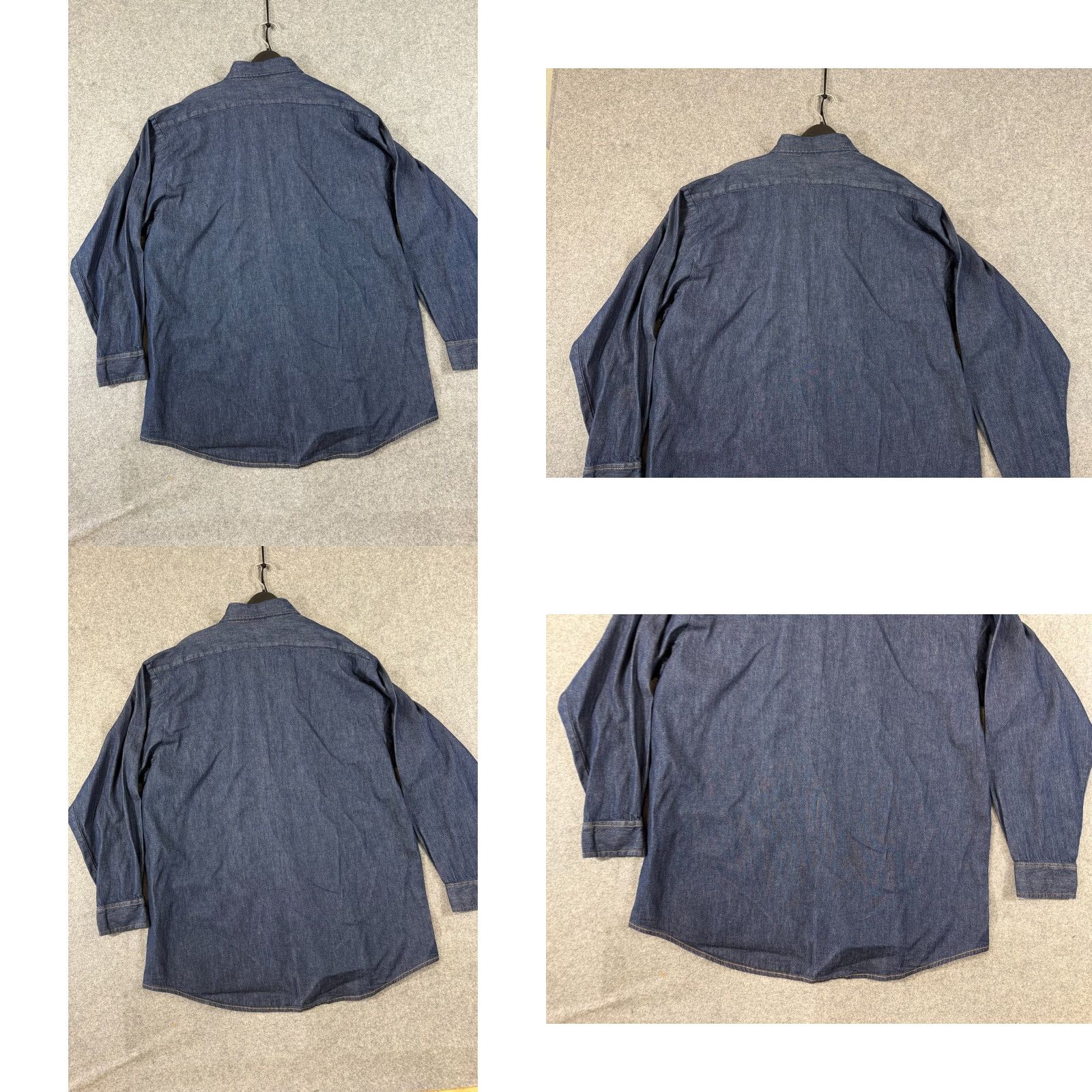 Denime UniFirst Western Shirt Mens XLT Blue Denim Pearl Snap Flap Pockets Long Sleeve Size US XL / EU 56 / 4 - 8 Thumbnail