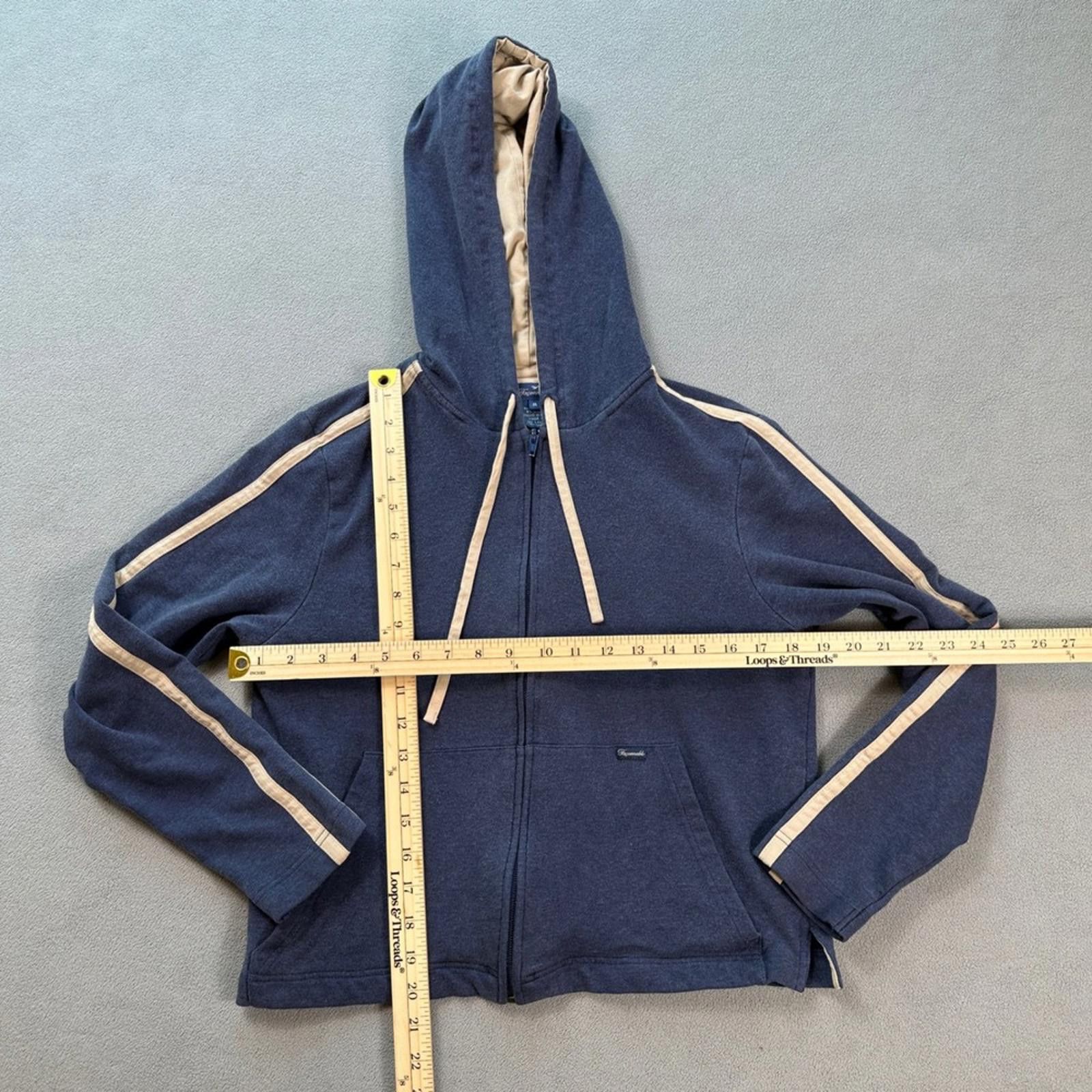 Faconnable Faconnable Mens Zip Up Hoodie Navy Blue w Tan Stripes Size M Size US M / EU 48-50 / 2 - 2 Thumbnail