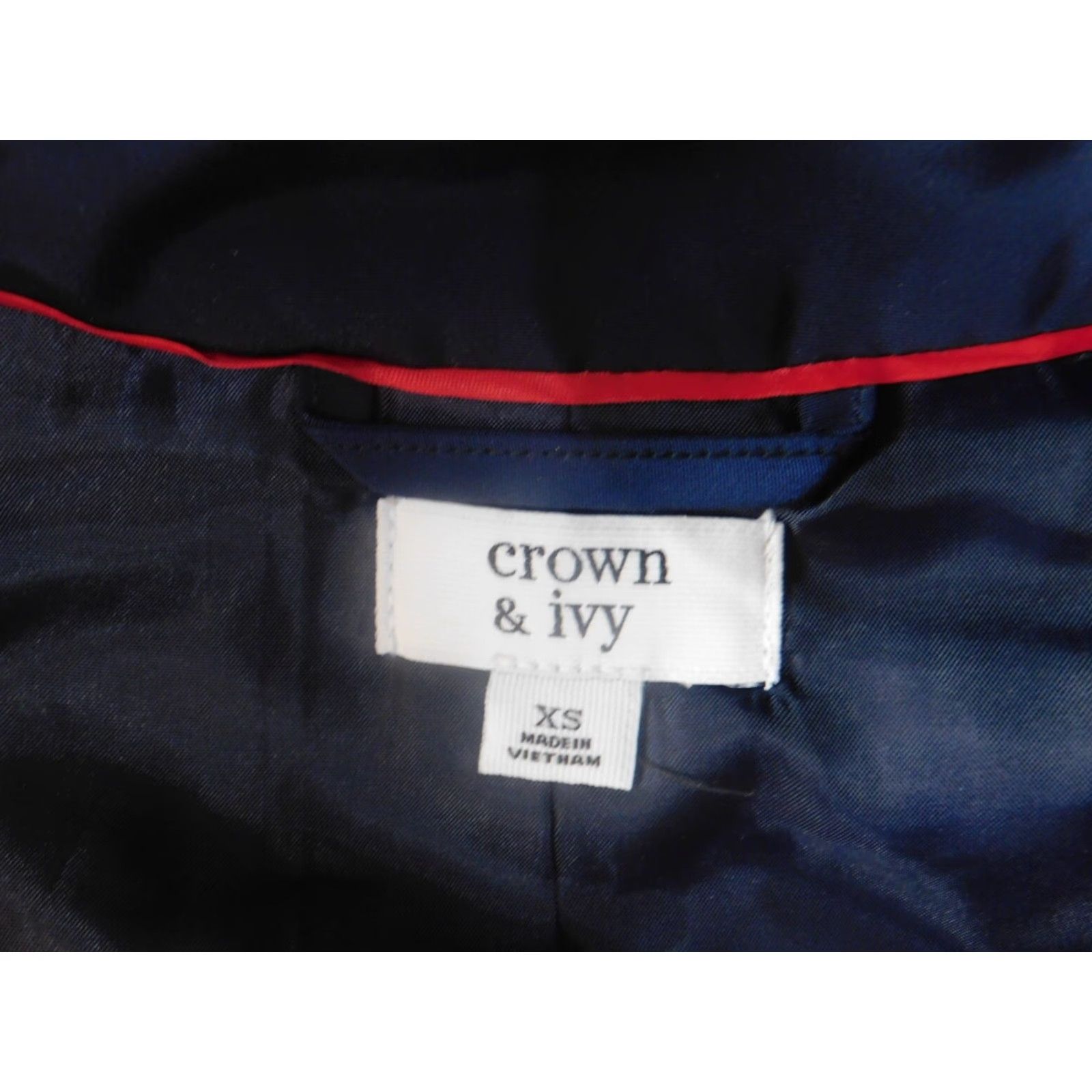 Vintage Crown & Ivy Womens Jacket XS Blue Zip Snap Soft-shell Regular Length Knit Polyester Lining Zipper Casual (Vintage: No) Size XS / US 0-2 / IT 36-38 - 7 Thumbnail