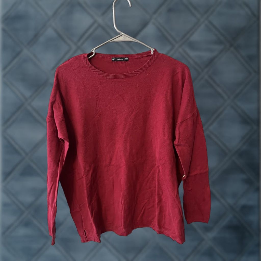 Zara Zara Knit Sweater Womens M Red Crewneck Pullover Stretch Casual, Party/Cocktail, Travel Vintage: No Size M / US 6-8 / IT 42-44 - 1 Thumbnail