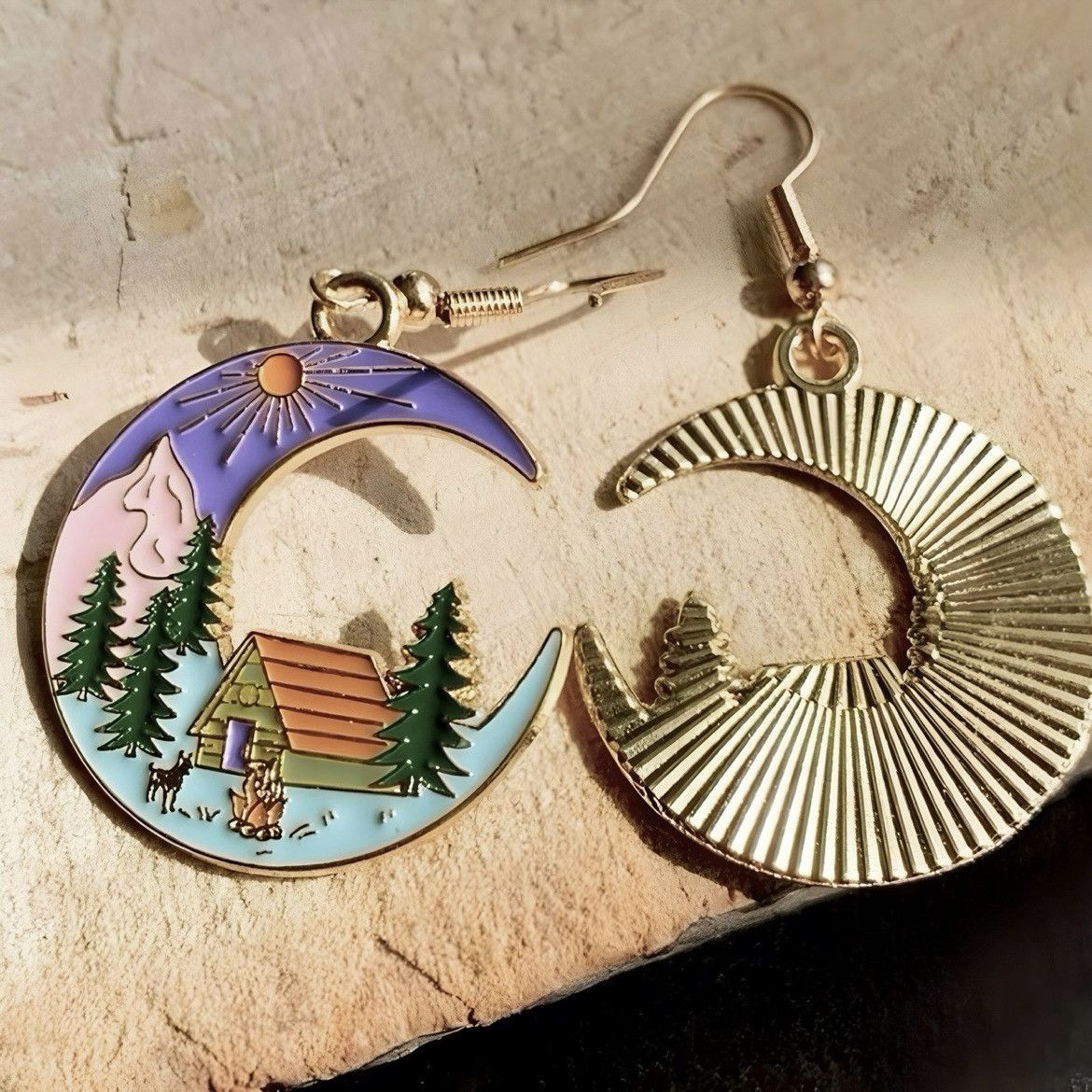 Other New Adventure Wanderlust Pastel Boho Moon Drop Earrings Size ONE SIZE - 4 Thumbnail