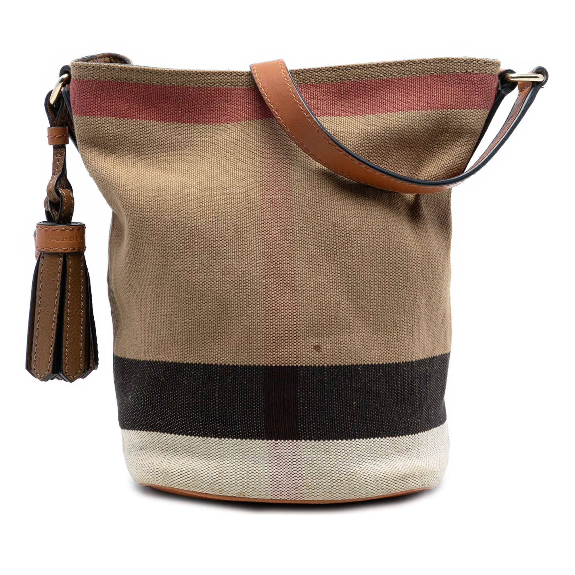 Burberry Mini Mega Check Canvas Ashby Tassel Bucket Bag Size ONE SIZE - 1 Thumbnail