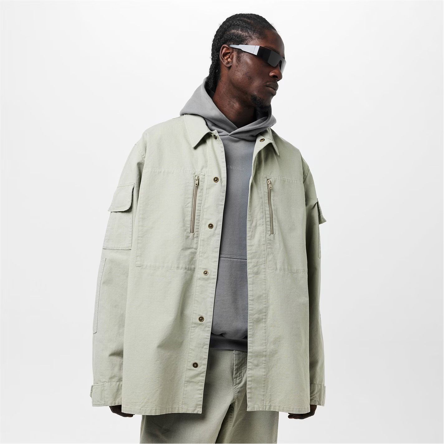 Balenciaga o1g2r1mq0226 Military Long Sleeve Shirt In Beige Size US XL / EU 56 / 4 - 3 Thumbnail