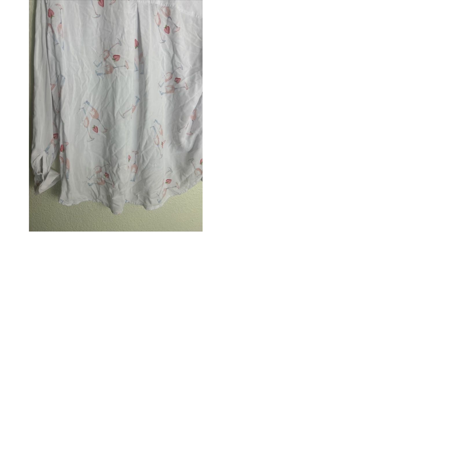Vintage Jane And Delancey Womens Large Button-Up Shirt White Red Champagne Strawberries Size L / US 10 / IT 46 - 9 Thumbnail