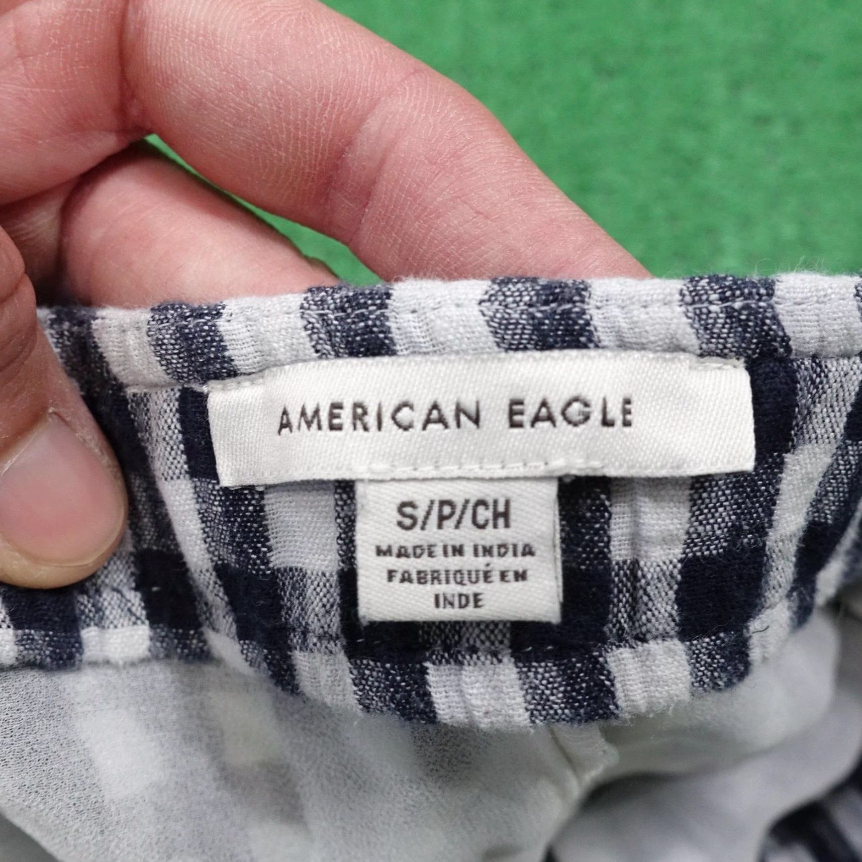 Vintage VINTAGE American Eagle Gingham Check Skirt Womens Small Casual A-Line Mini Lined Cotton Linen Blue Size 28" / US 6 / IT 42 - 7 Thumbnail