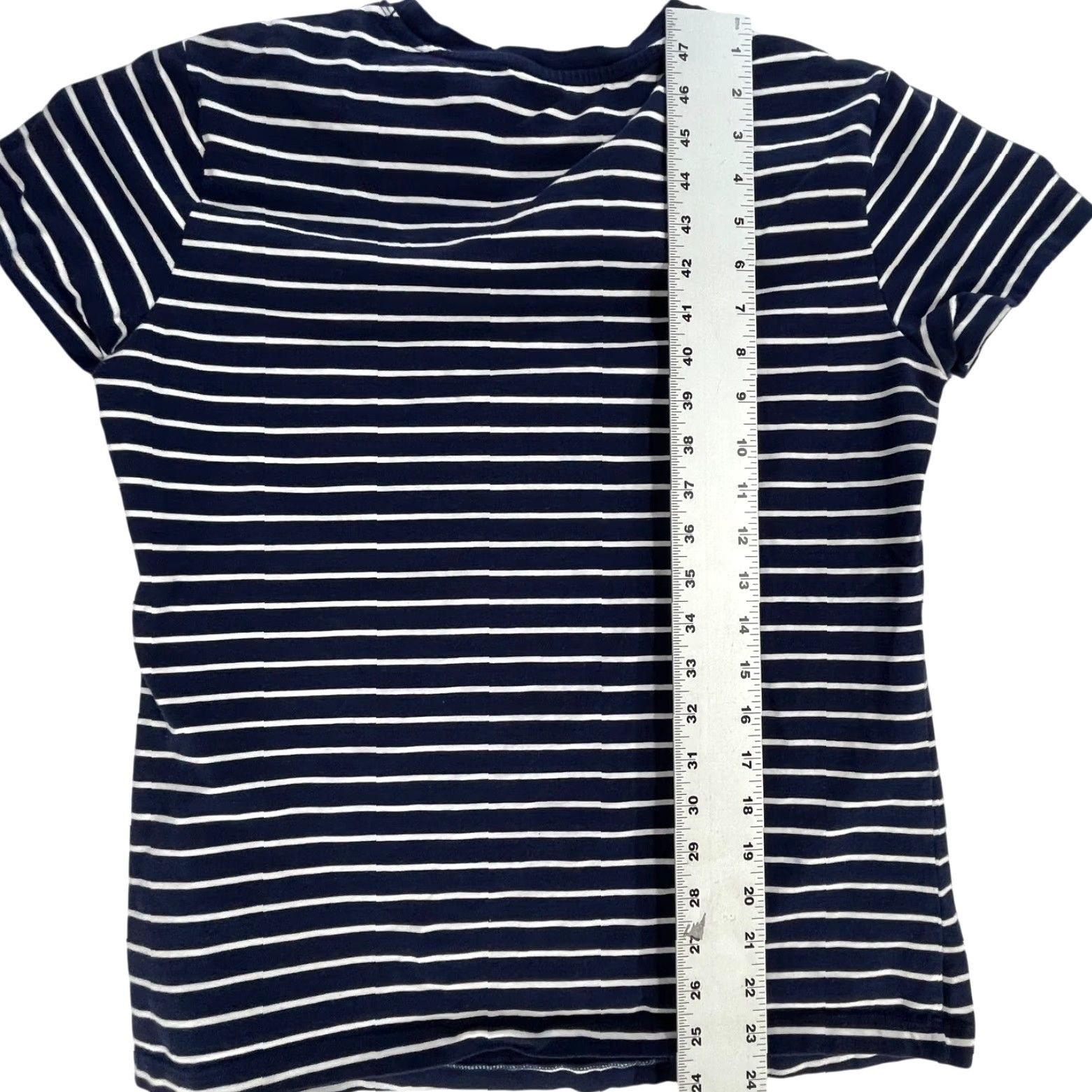 Greats Great Northwest Tee Shirt XL Blue White Striped Short Sleeve Minimalist Preppy Women Regular Round Neck Pullover T-Shirt Cotton Vintage: No Size XL / US 12-14 / IT 48-50 - 3 Thumbnail