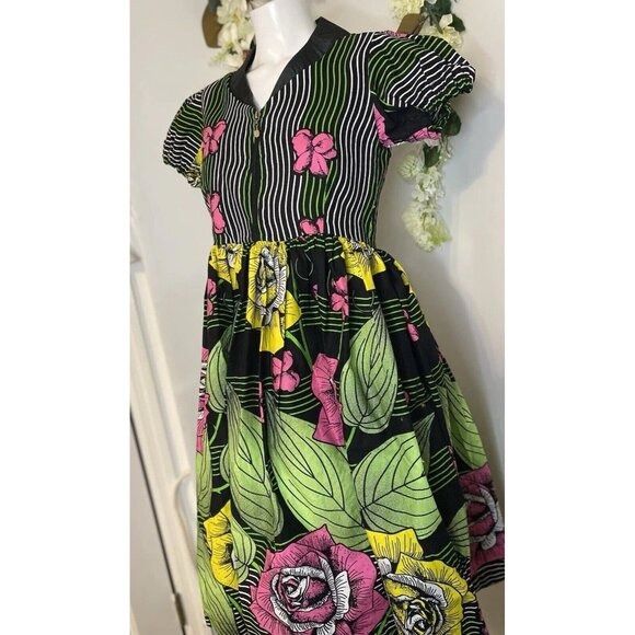 Designer Afrothrone Made to Order African Print Short Sleeve Cotton M Size S / US 4 / IT 40 - 2 Thumbnail