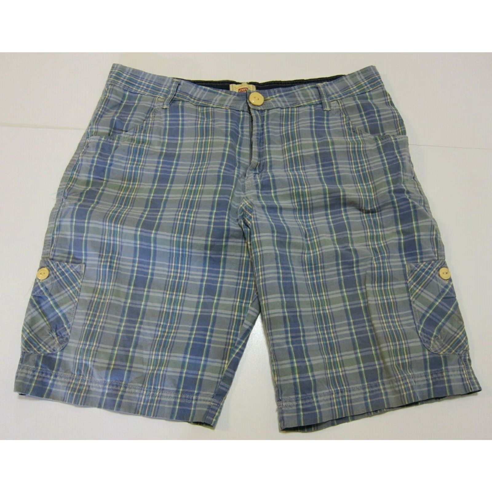 Levi's Levi's 100% Cotton Blue Yellow Plaid Chino Bermuda Cargo Shorts Men Size 36 Size US 36 / EU 52 - 2 Thumbnail