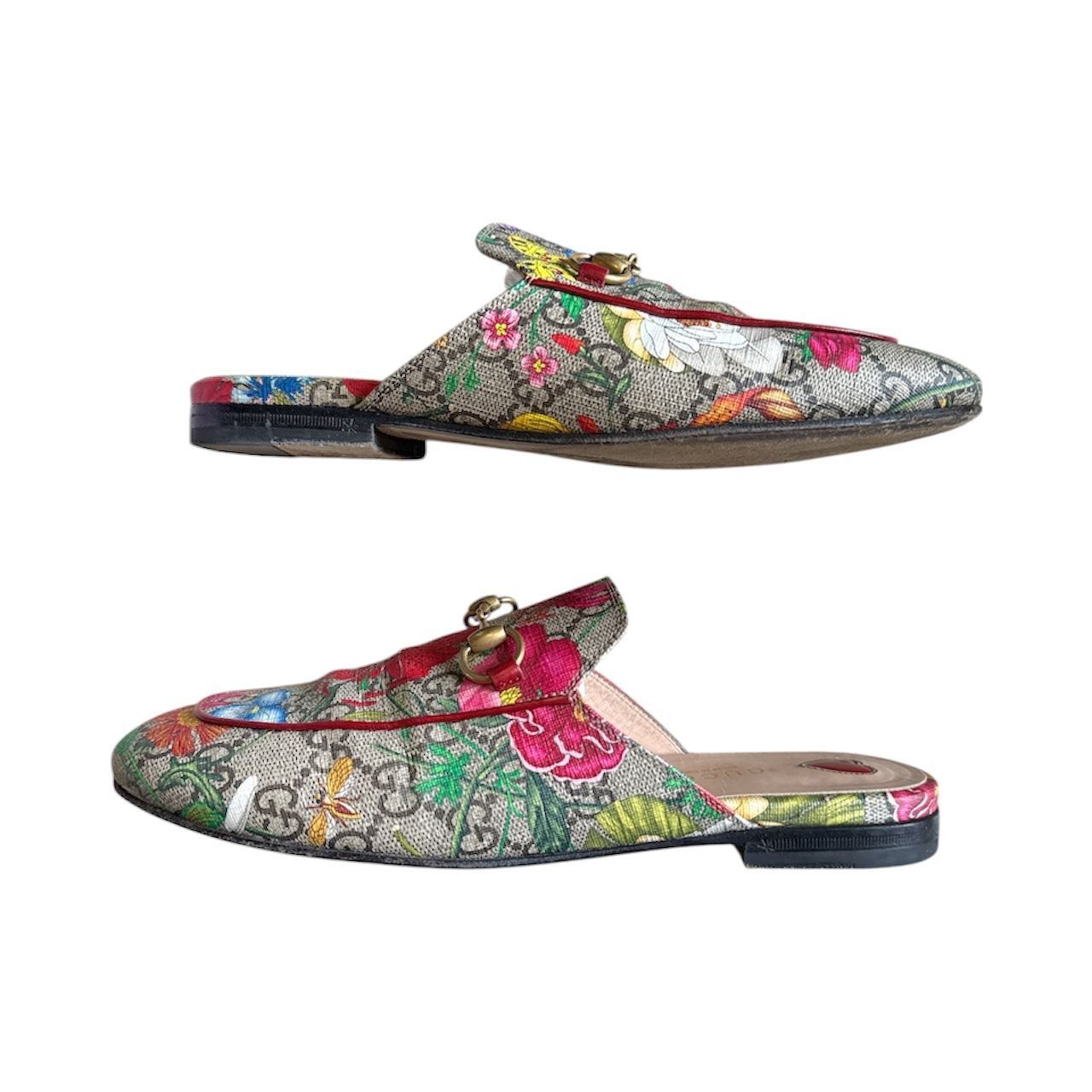 Gucci GUCCI Princetown GG Horsebit Flora Loafer Mule EU 36.5 US 6. Size US 6.5 / IT 36.5 - 4 Thumbnail