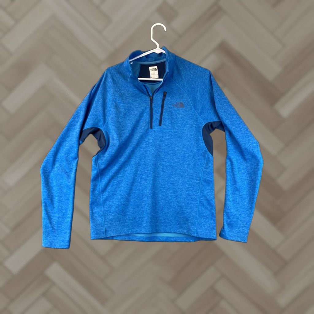 The North Face The North Face 1/4 Zip Sweater Mens M Blue Colorblock Logo Zipper Fleece Long Sleeve Size US M / EU 48-50 / 2 - 1 Thumbnail