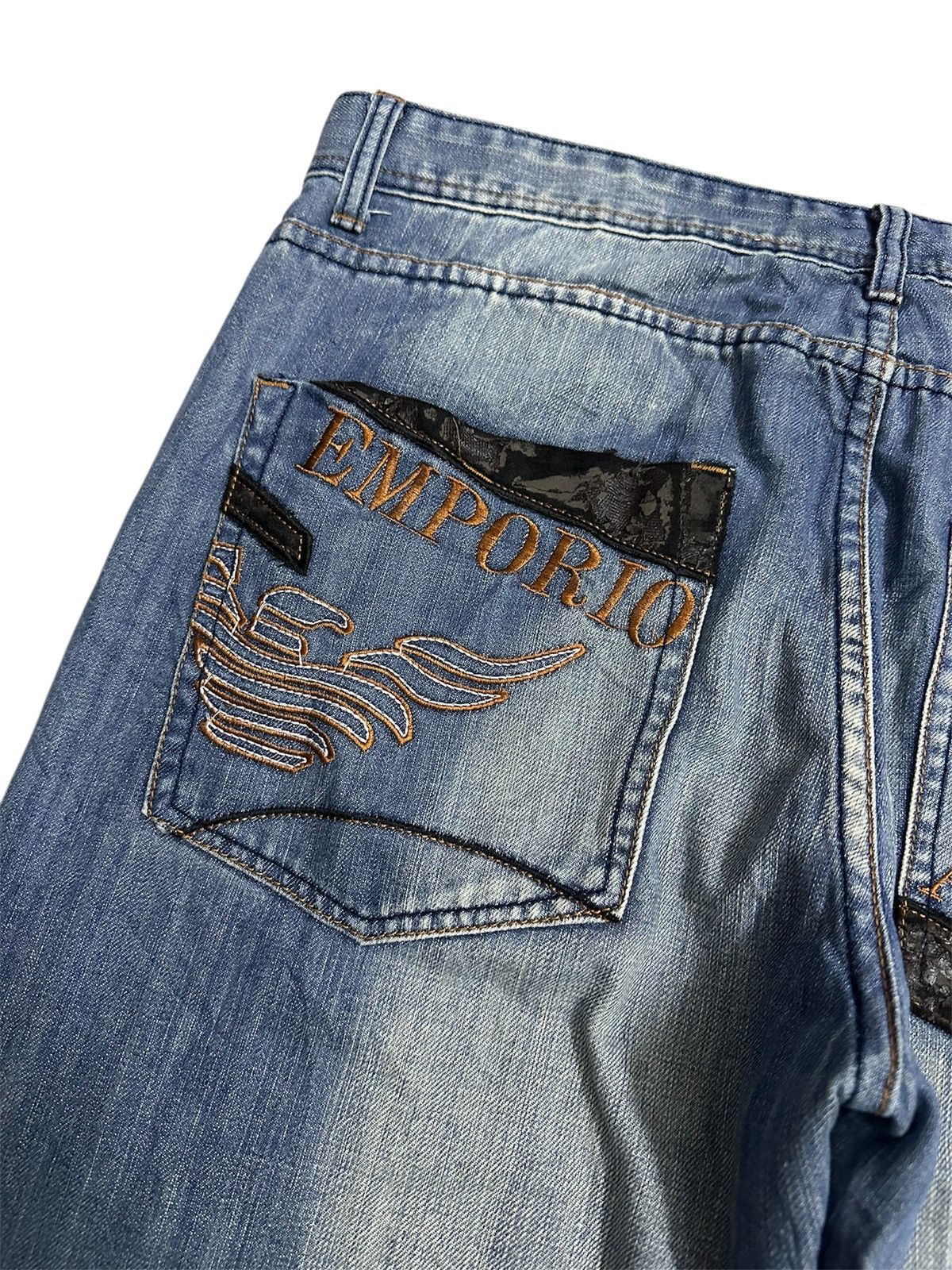 Rick Owens 2000 Emporio Armani Baggy Embroidered Y2K Goa Lgb Jnco Jeans Size US 38 / EU 54 - 3 Thumbnail