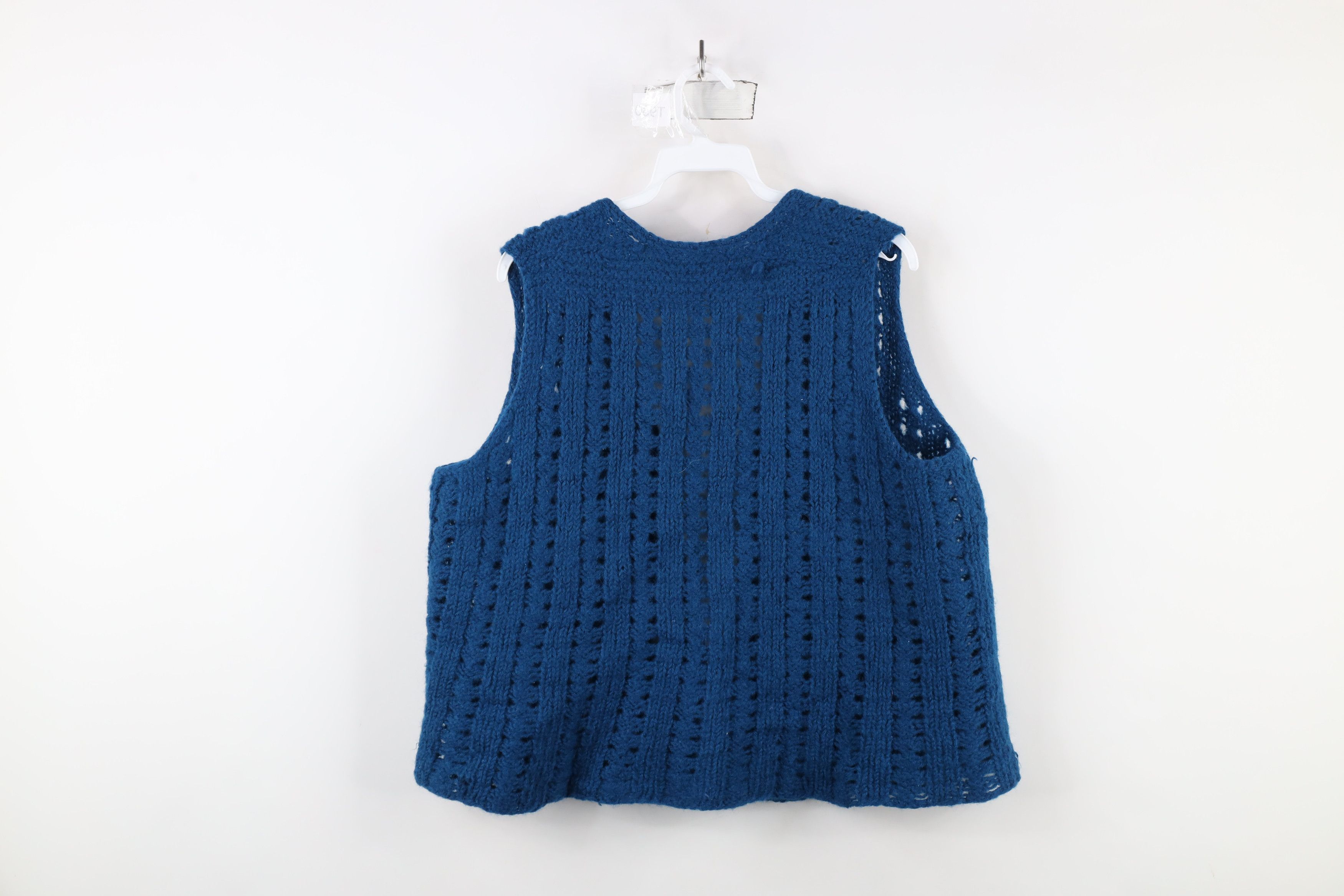 Vintage Vintage 70s Streetwear Open Front Crochet Knit Sweater Vest Size L / US 10 / IT 46 - 9 Thumbnail