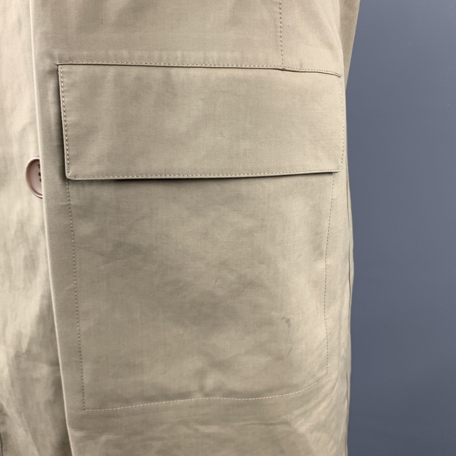 Balenciaga 38 Khaki Mixed Materials Coated Double Breasted Cotton Coat Size US S / EU 44-46 / 1 - 6 Thumbnail