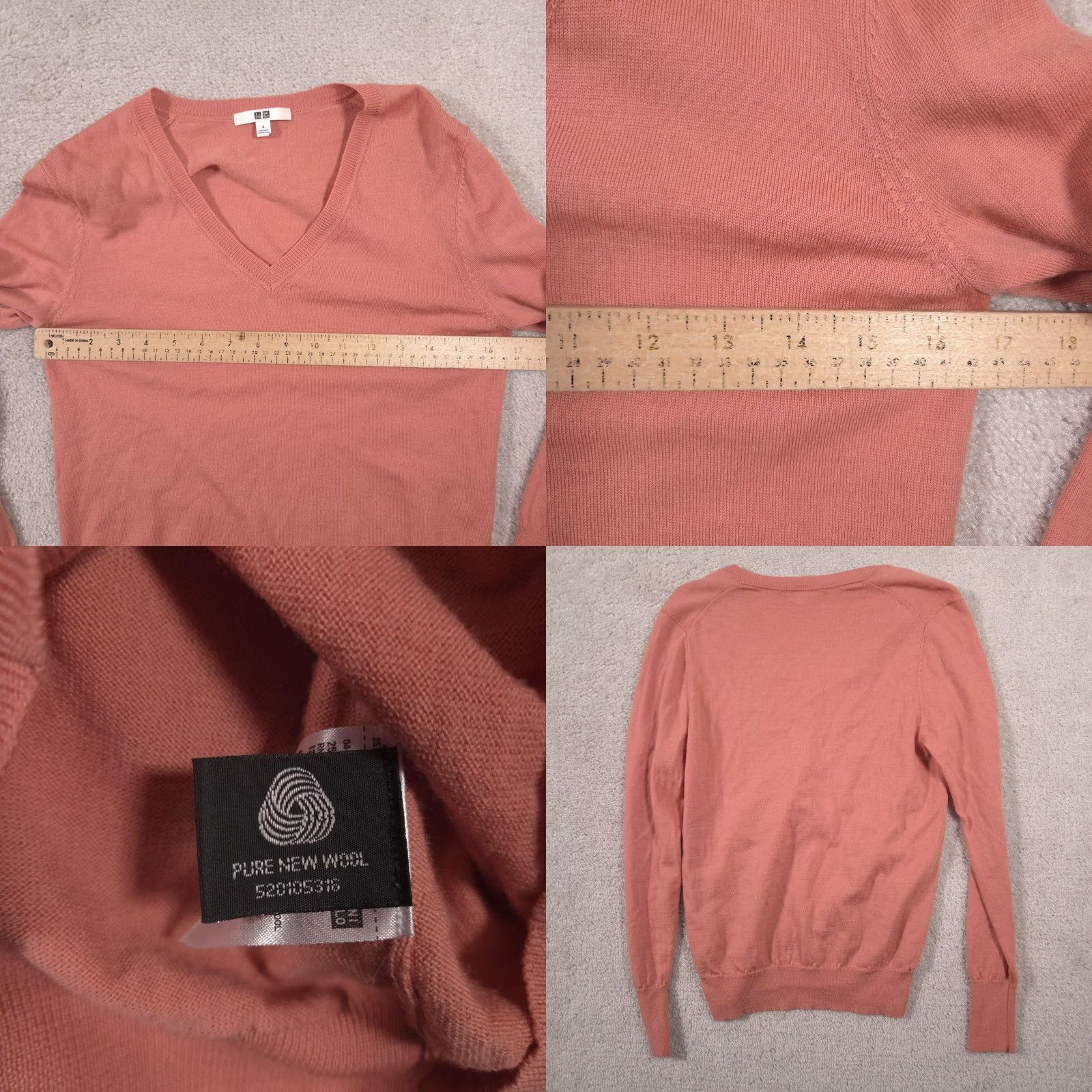 Uniqlo Uniqlo Sweater Womens S Pink Wool V Neck Lightweight Knit Pullover Long Sleeve Size S / US 4 / IT 40 - 8 Thumbnail