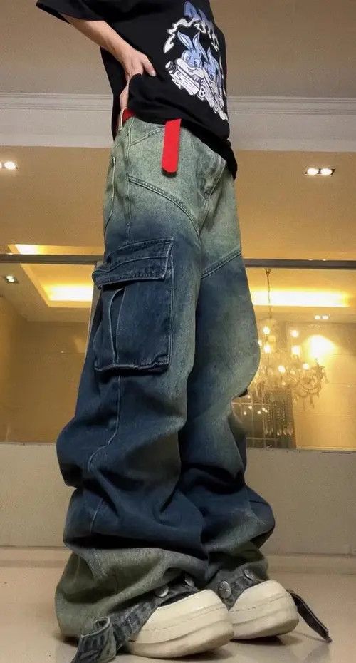 VIBE Retro gradient multi-pocket casual work jeans Size US 28 / EU 44 - 3 Thumbnail