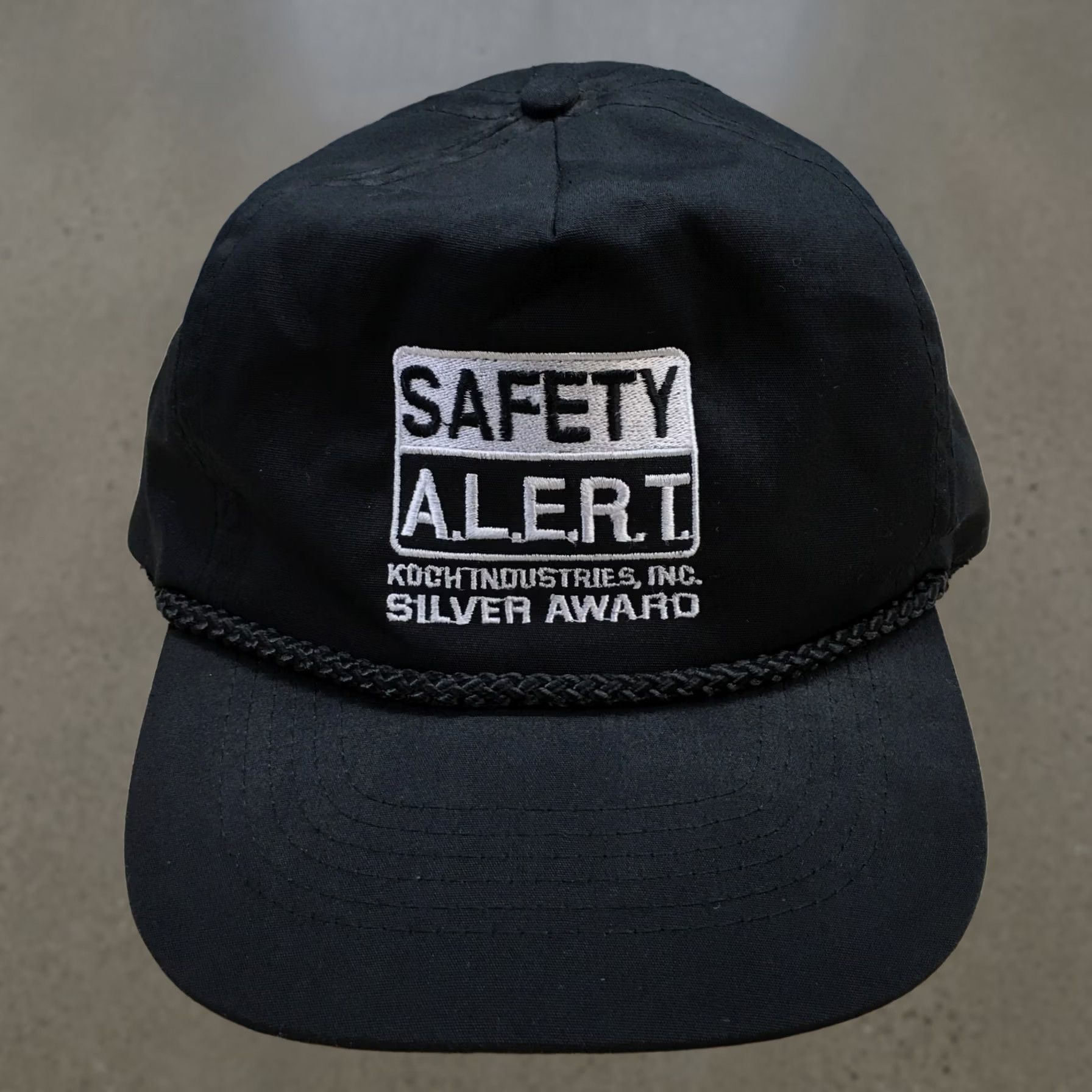 Vintage Safety Alert Koch Industry Cap Hat Men OS Black Adjustable Embroidered Flat Brim Size ONE SIZE - 1 Thumbnail
