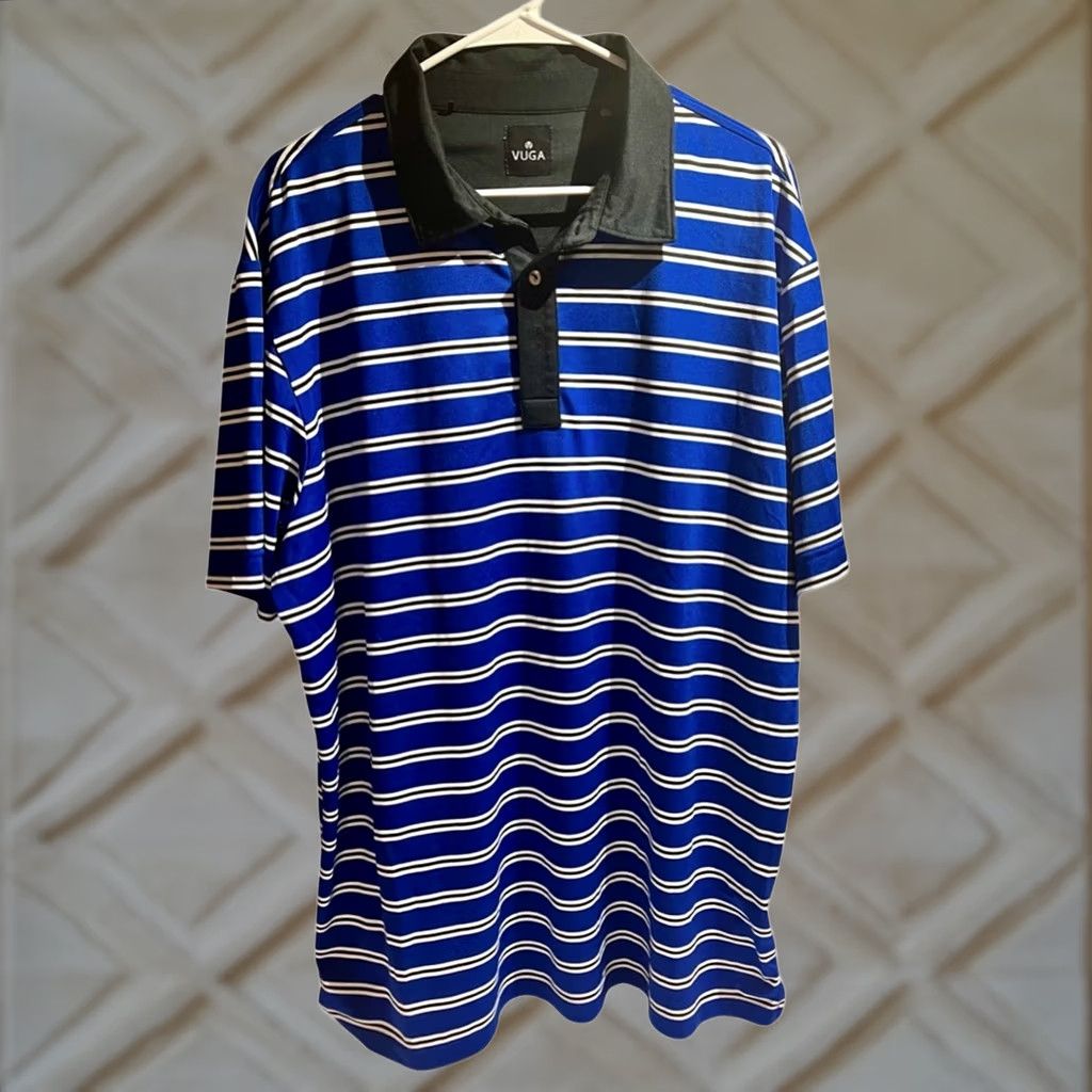 Vintage Vuga Golf Polo Shirt Men's Size XXL Blue Stripe Stretch Performance Size US XXL / EU 58 / 5 - 1 Thumbnail