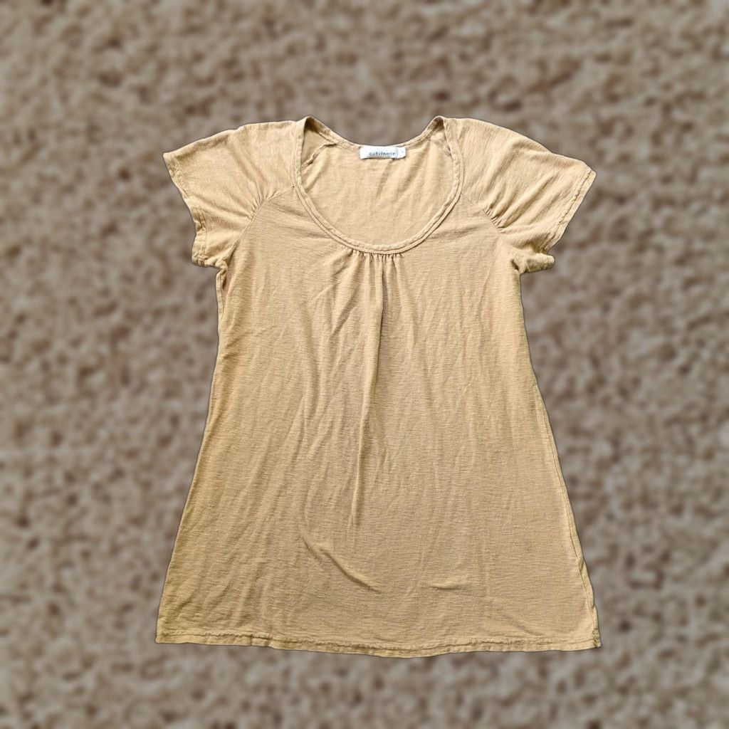 Vintage Cutloose Top Womens Medium Beige Linen Blend Short Sleeve T-Shirt Classic Casual Capsule Women Ladies Mens? (Wait) Size M / US 6-8 / IT 42-44 - 1 Thumbnail