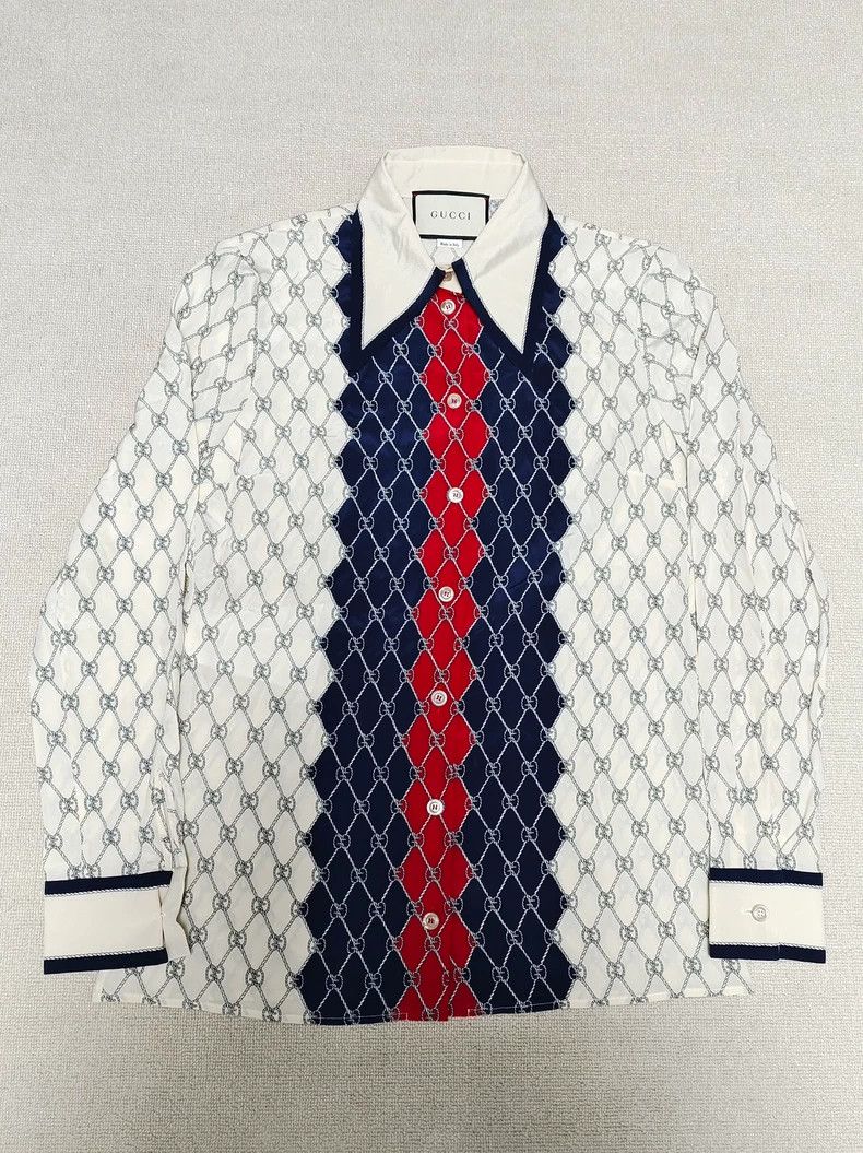 Gucci Gucci Size 38 Full-print old flower logo silk long-sleeved Size US XXS / EU 40 - 1 Thumbnail
