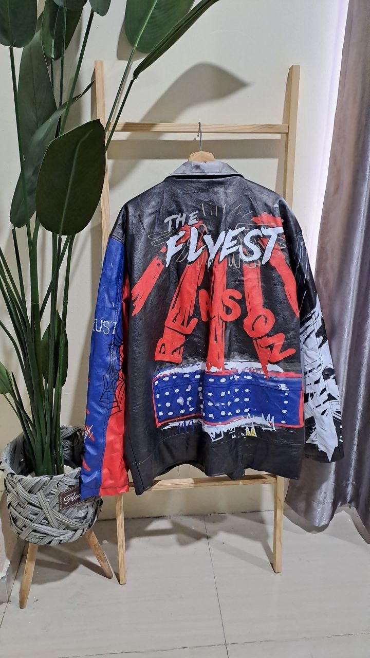 Reason NWT Reason Flyest Jean Michel Basquiat Faux Leather Jacket Size US XXL / EU 58 / 5 - 2 Thumbnail