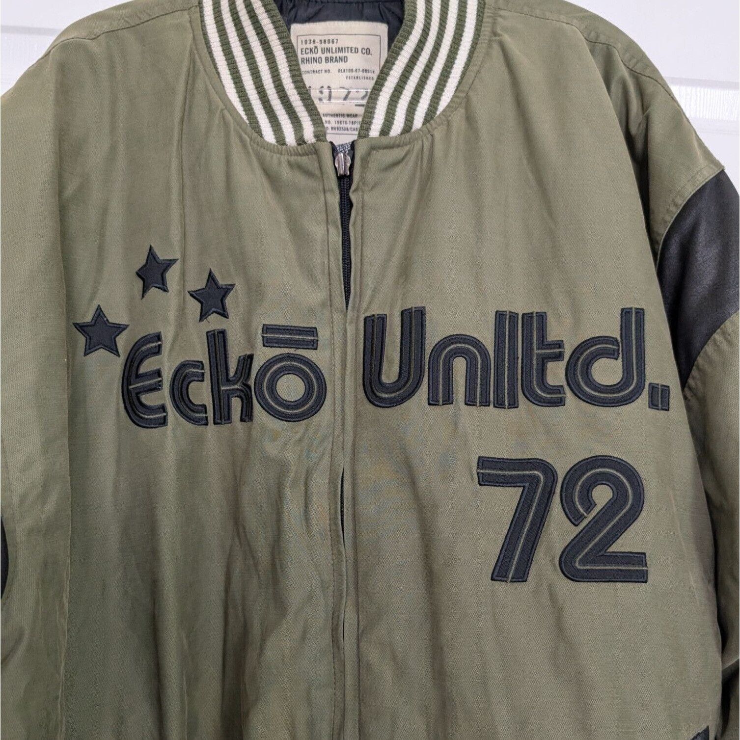 Designer Ecko Unltd 1972 Bomber Jacket Mens Size 2XL Green Spellout Size US XXL / EU 58 / 5 - 2 Thumbnail