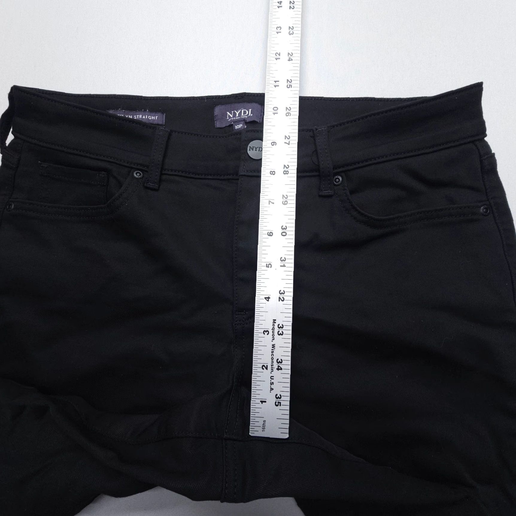 NYDJ NYDJ Marilyn Straight Pants Womens 10P Black Stretch Microfiber Career Casual Size 32" / US 10 / IT 46 - 7 Thumbnail