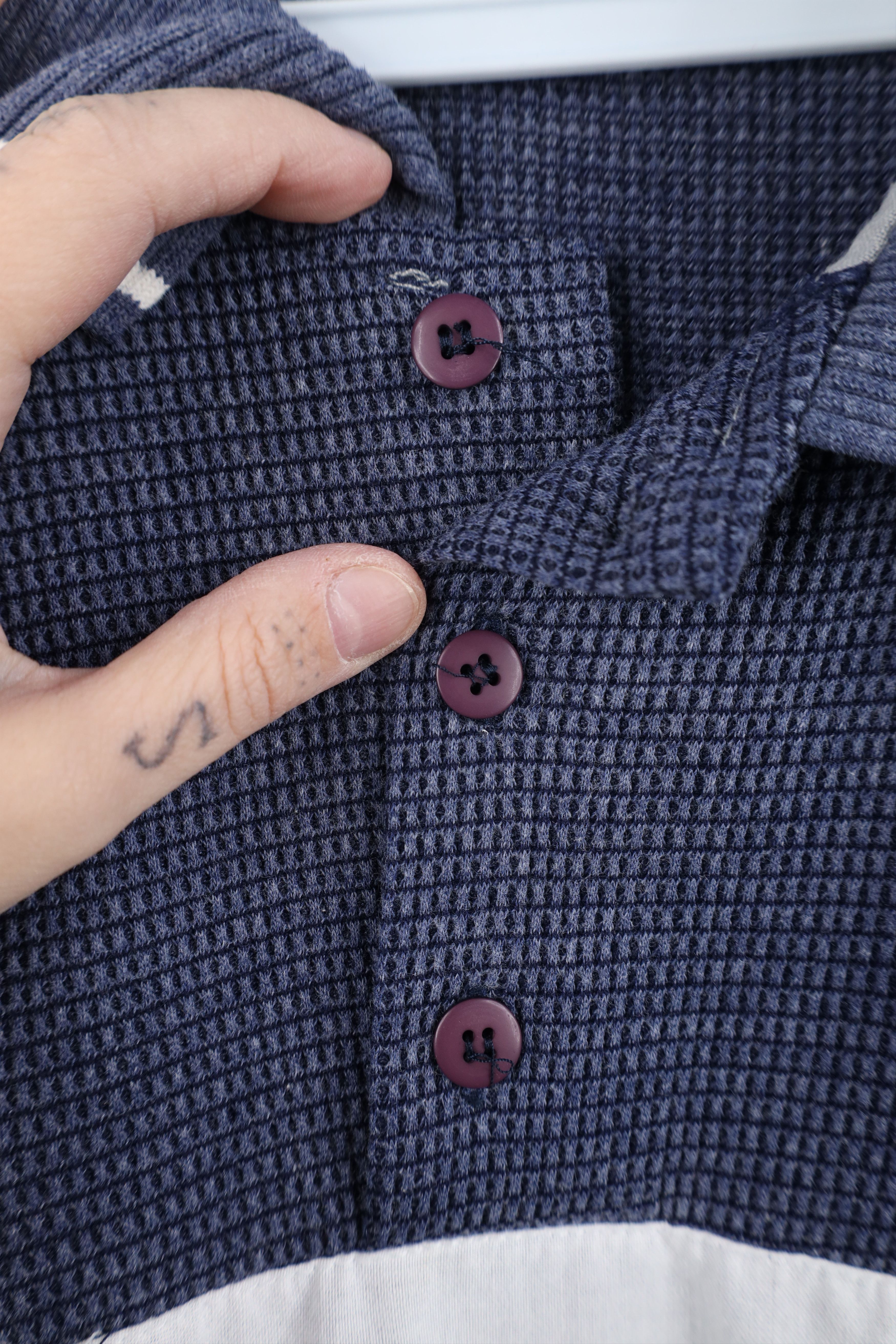 Vintage Vintage 90s Streetwear Block Thermal Waffle Knit Polo Shirt Size US XL / EU 56 / 4 - 6 Thumbnail