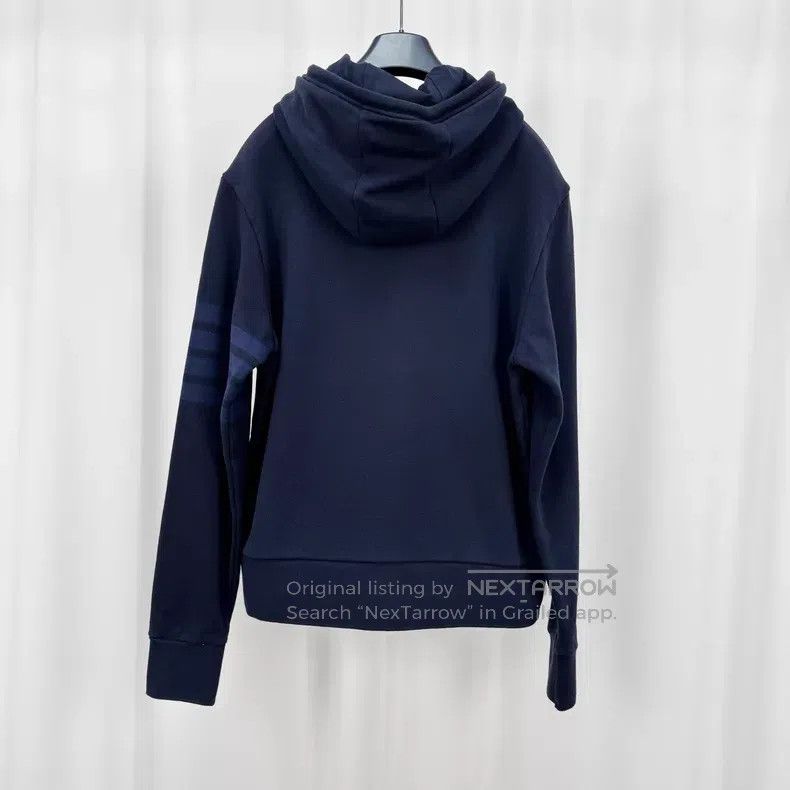 Thom Browne Thom Browne Navy Four-Stripe Zip-Up Sweatshirt Size US M / EU 48-50 / 2 - 2 Thumbnail