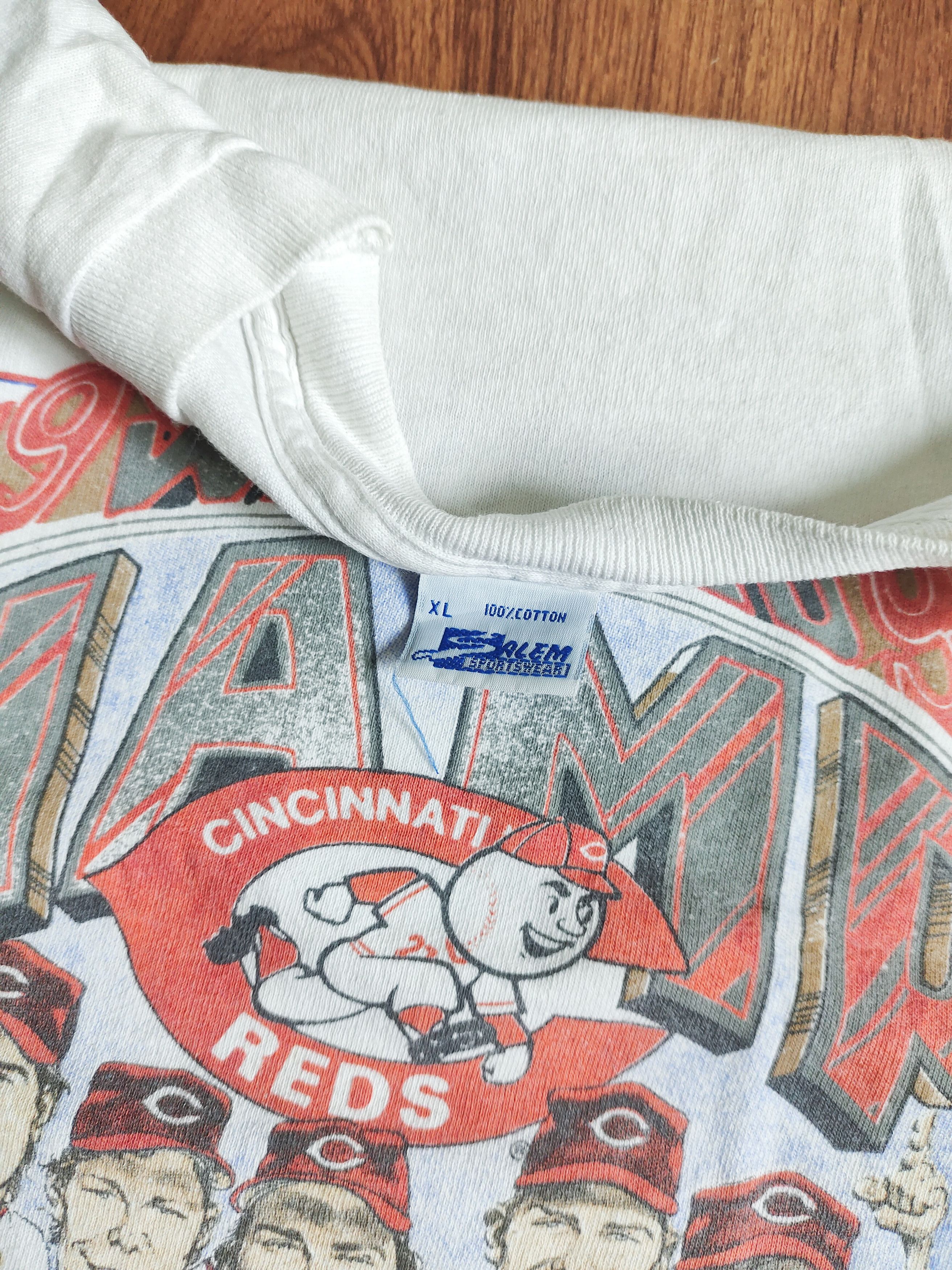 MLB × Salem Sportswear × Vintage Vintage Cincinnati Reds"Wire to Wire" 90s Caricature T-Shirt Size US XL / EU 56 / 4 - 10 Thumbnail