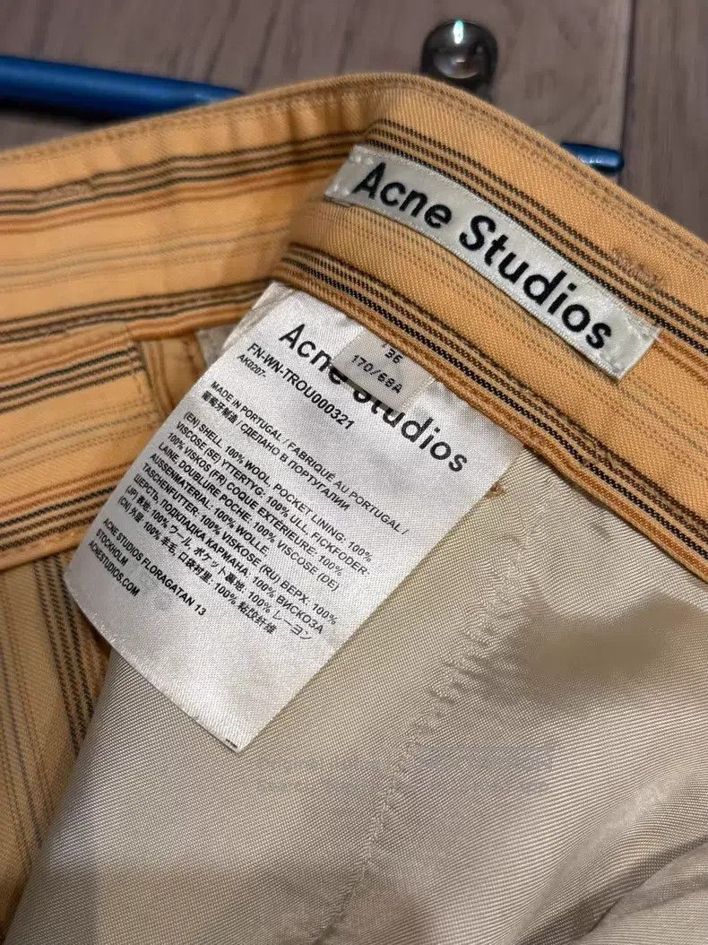 Acne Studios Acne Studios Wool Yellow Striped Wide Leg Trousers for Wom Size 24" / US 00 / IT 34 - 4 Thumbnail