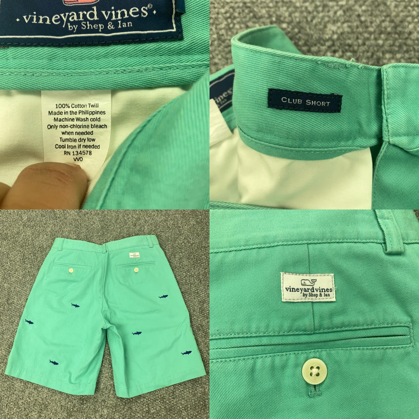Vineyard Vines VINEYARD VINES Mens Chino Shorts 30 Green Shark Embroidered Casual Animal Print Size US 30 / EU 46 - 8 Thumbnail