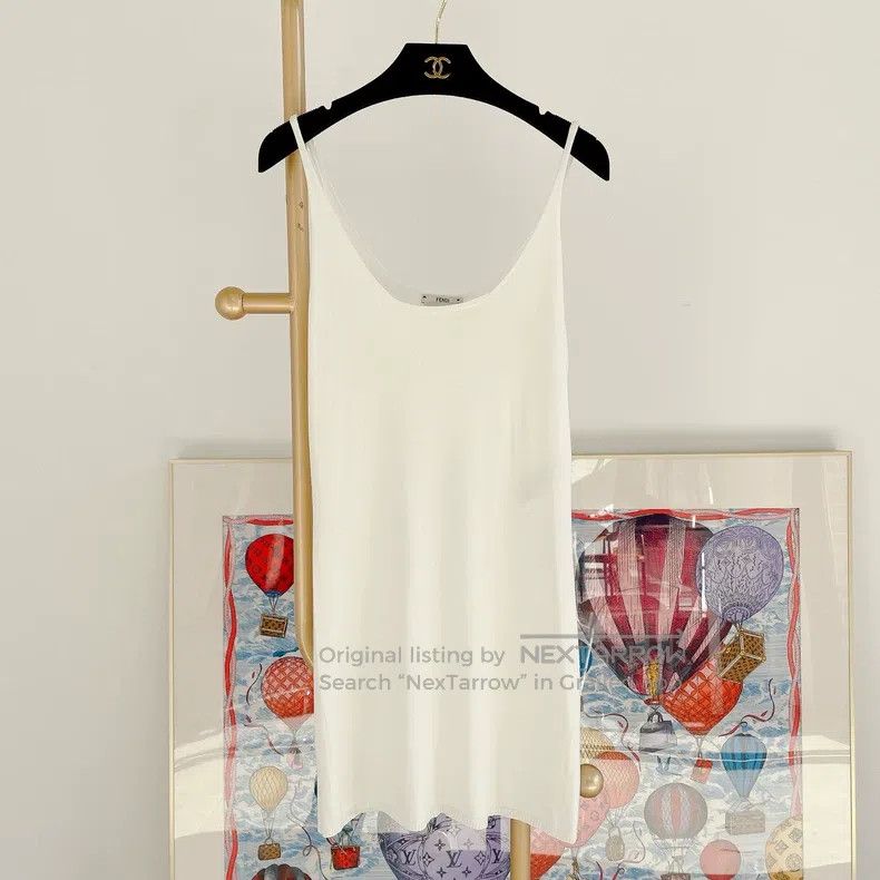 Fendi Fendi White suspender knitted dress Size S / US 4 / IT 40 - 1 Thumbnail
