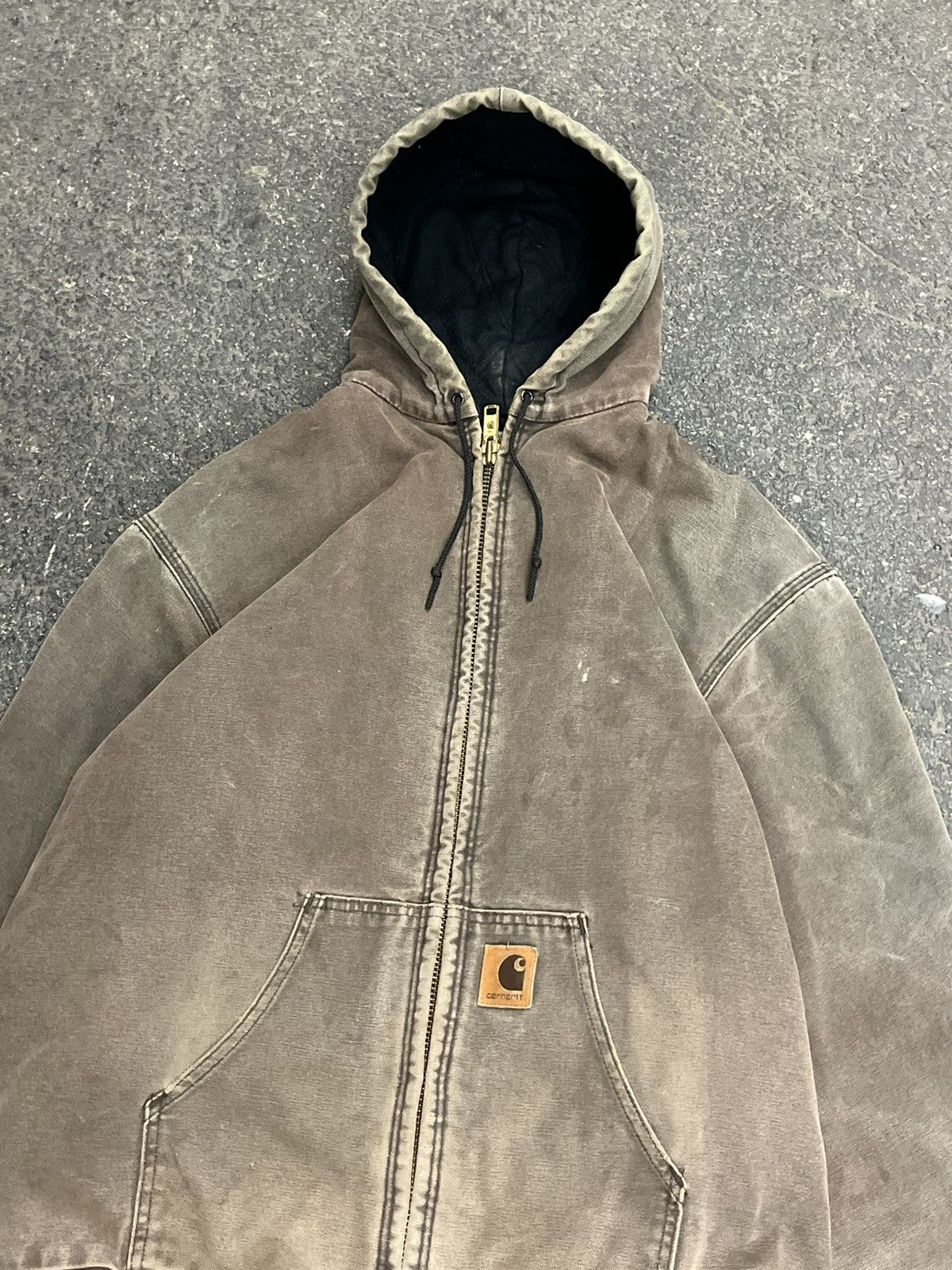 Carhartt × Vintage Carhartt mocha brown sun faded hooded jacket hype rare Size US XL / EU 56 / 4 - 6 Thumbnail