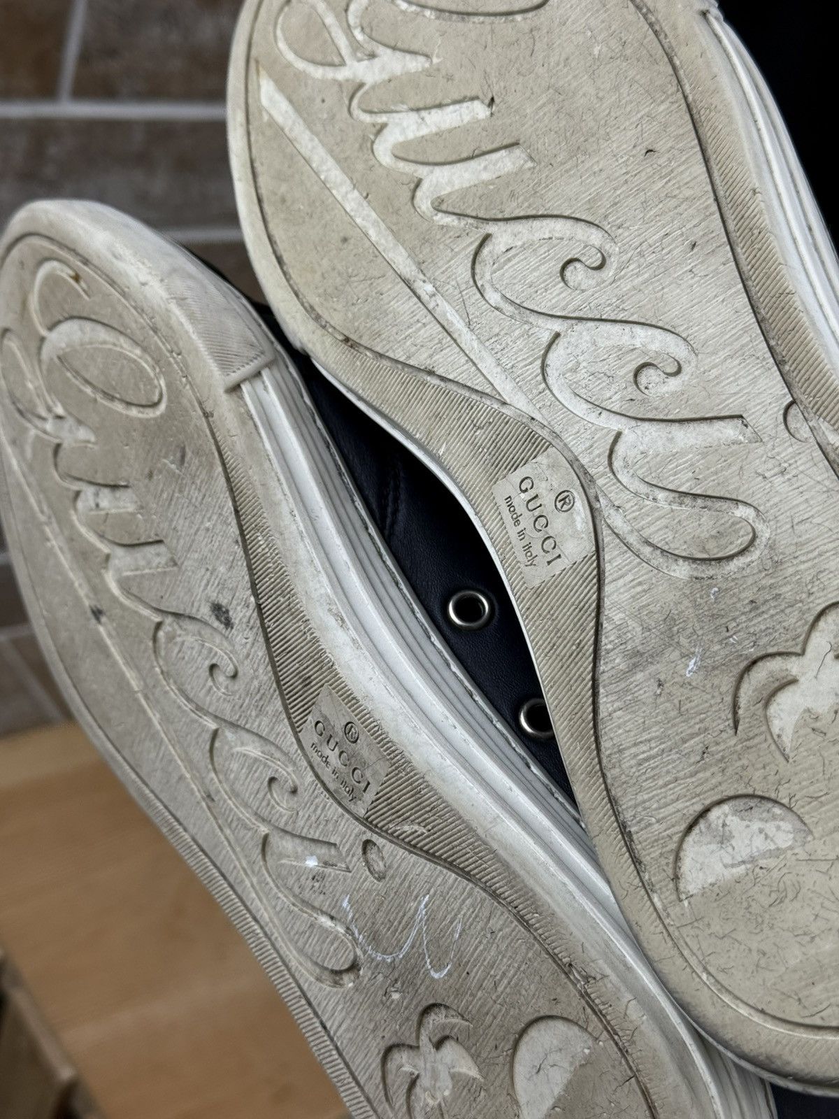 Gucci Gucci Blue Leather Hi Top Sneakers Size US 6.5 / EU 39-40 - 19 Thumbnail