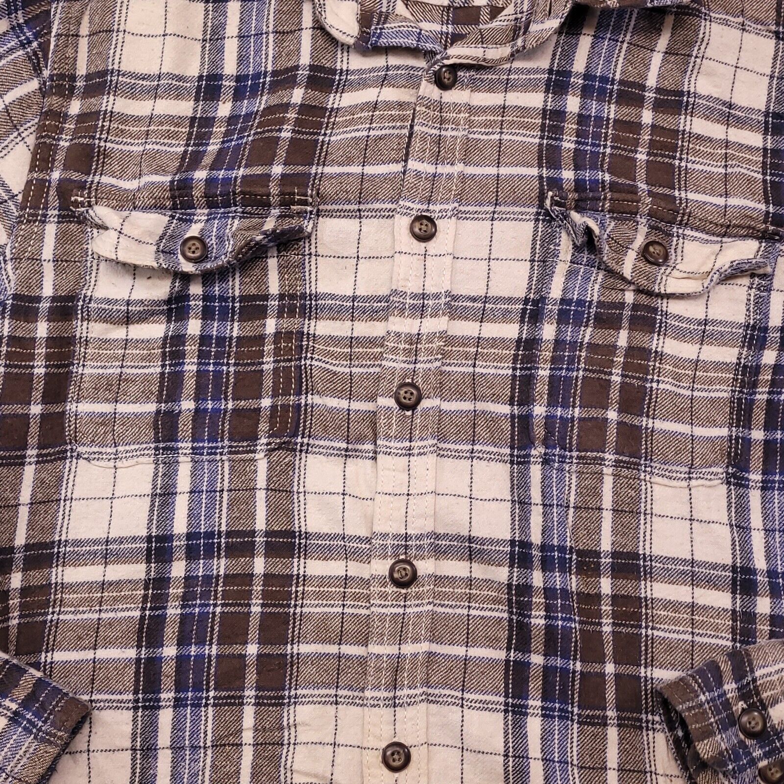 Sonoma Sonoma Madras Flannel Button Up Shirt Mens Size M Brown Blue Size US M / EU 48-50 / 2 - 4 Thumbnail