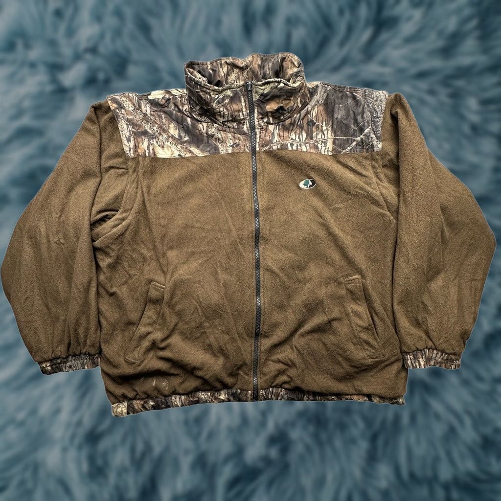 Vintage VINTAGE Mossy Oak Reversible Camouflage Fleece Hooded Jacket Mens XL Green Zipper Pockets Size US XL / EU 56 / 4 - 1 Thumbnail