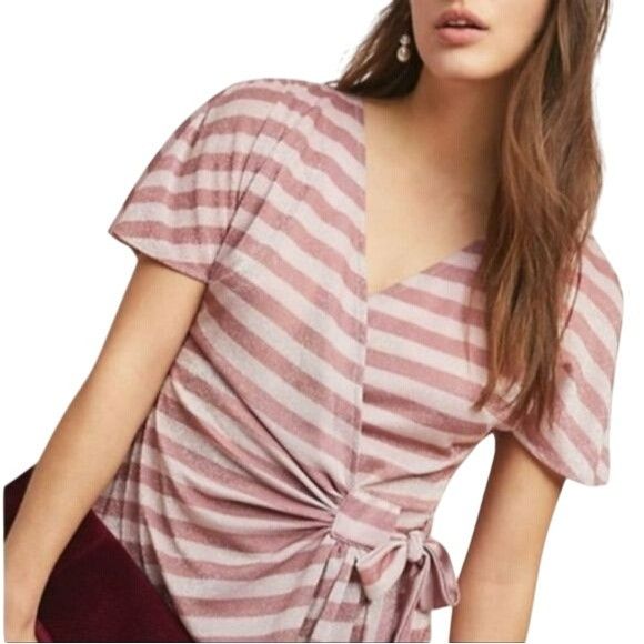Anthropologie × Eva Franco Anthropologie Eva Franco Streetwater Wrap Top Striped Pink S Size S / US 4 / IT 40 - 2 Thumbnail