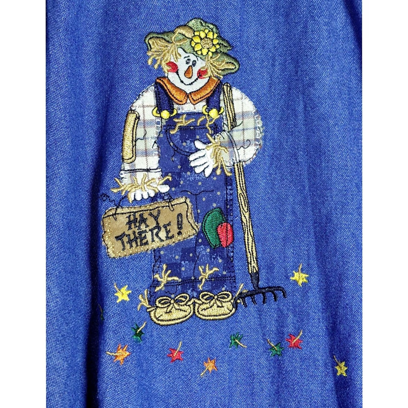 Vintage Lighthouse Apparel Embroidered Denim Shirt Women Size L Blue Solid Long Sleeve Size L / US 10 / IT 46 - 3 Thumbnail