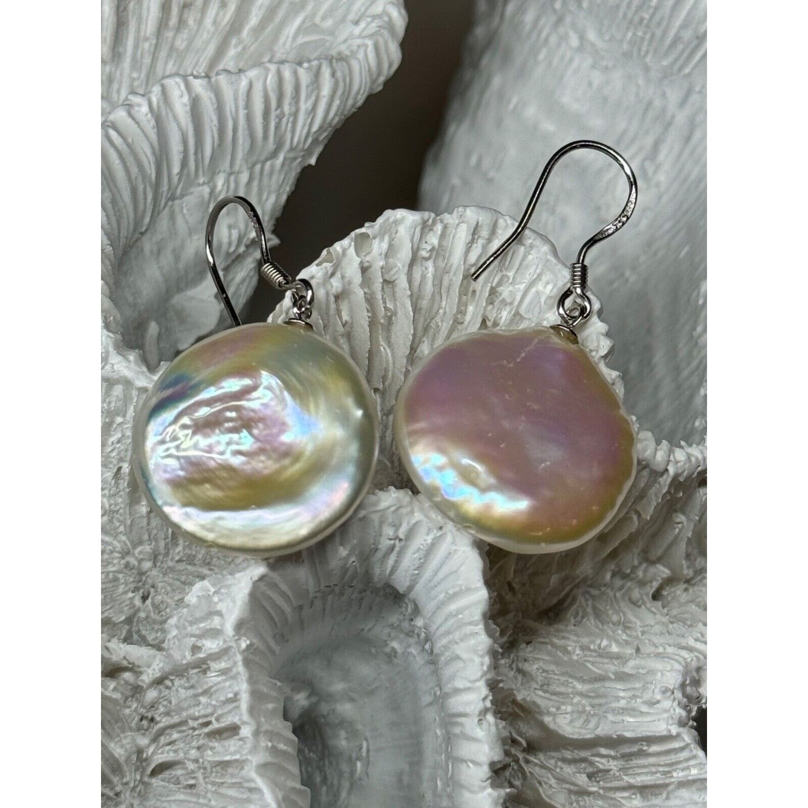 Jewelry 925 STERLING SILVER FRESH WATER PEARL EARRINGS LENGTH 1.8 In Size ONE SIZE - 5 Thumbnail