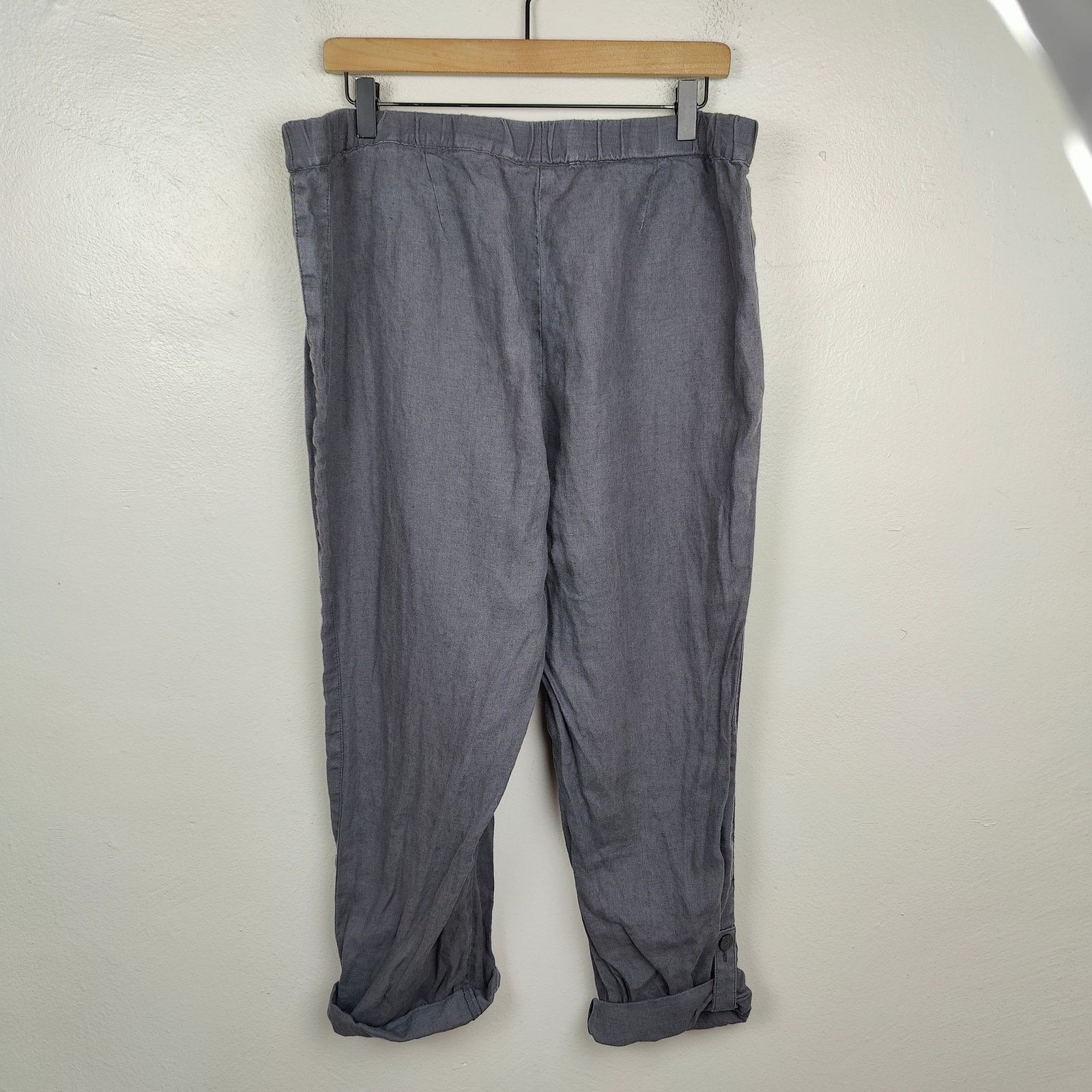 Other J Jill Linen Pants Women Large Gray Roll Cuff Pull On Size 29" - 8 Thumbnail