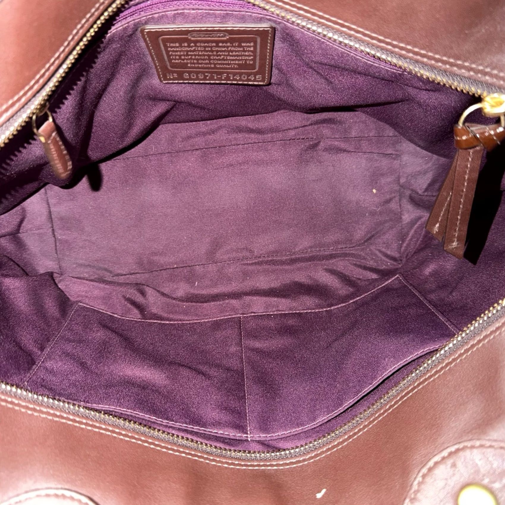 Coach VINTAGE Coach Tote Bag Large Purple Leather Suede Patchwork Signature Bleecker Y2K Womens Size ONE SIZE - 5 Thumbnail