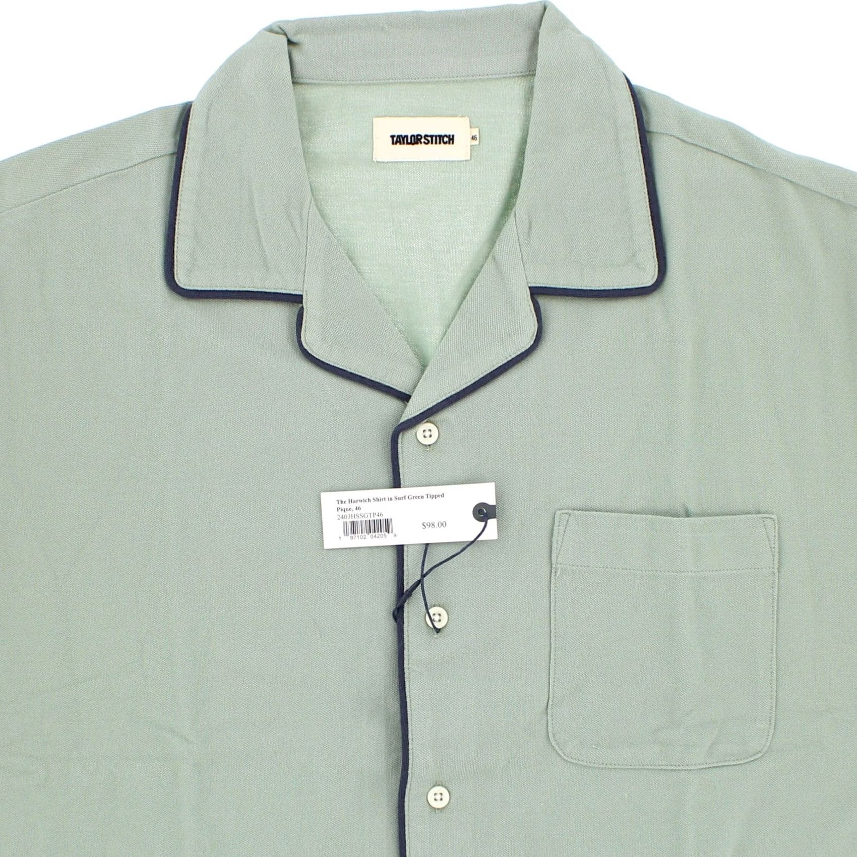 Taylor Stitch Taylor Stitch Harwich Shirt Men’s Button-Up Short Sleeve Green Surf Green Tipped Pique 2XL Casual Workwear Size US XXL / EU 58 / 5 - 2 Thumbnail