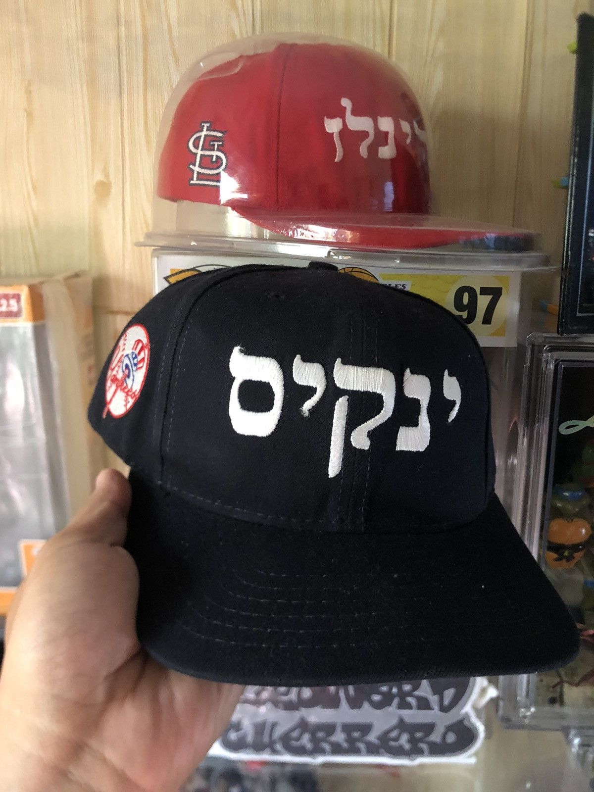 image of American Needle Vintage Cityless Hebrew Script Yankees in Navy Blue, Men's